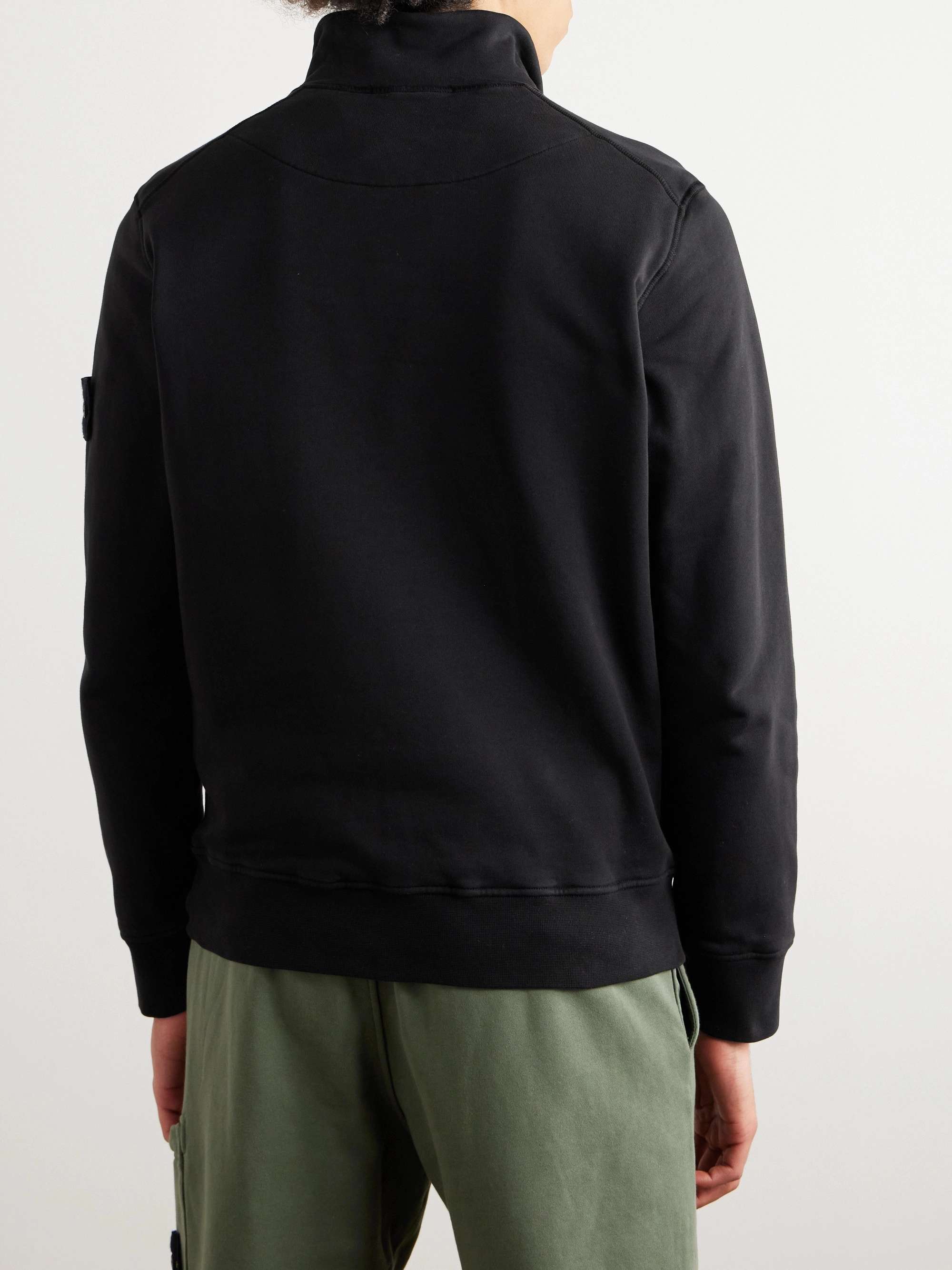 Logo-Appliquéd Garment-Dyed Cotton-Jersey Half-Zip Sweatshirt view