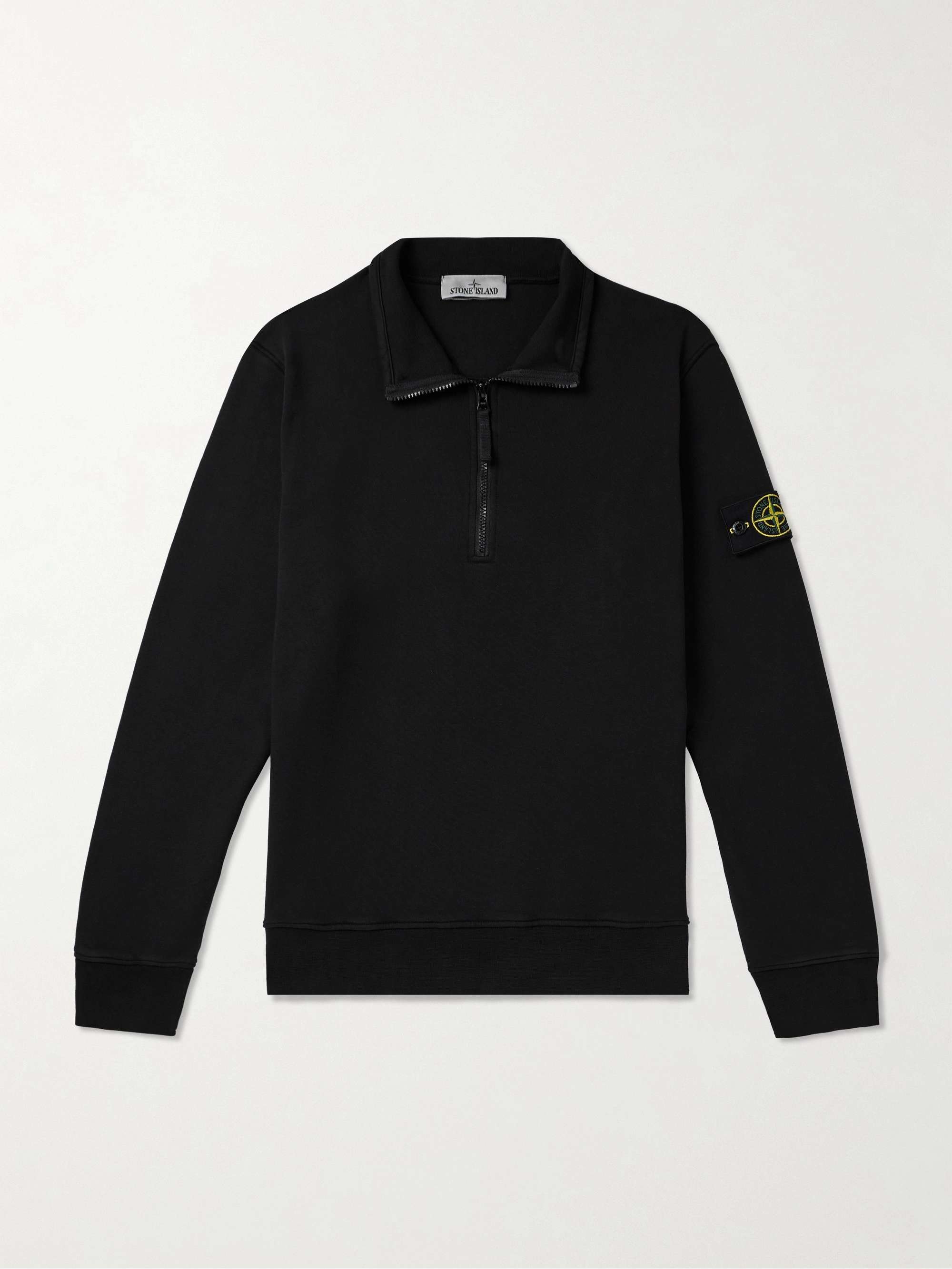 Logo-Appliquéd Garment-Dyed Cotton-Jersey Half-Zip Sweatshirt view