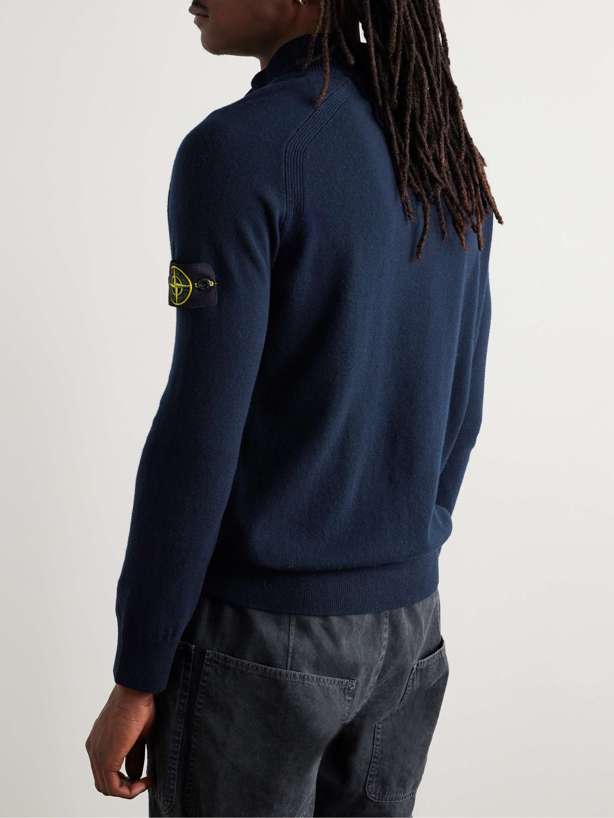 Logo-Appliquéd Virgin Wool Half-Placket Sweater view