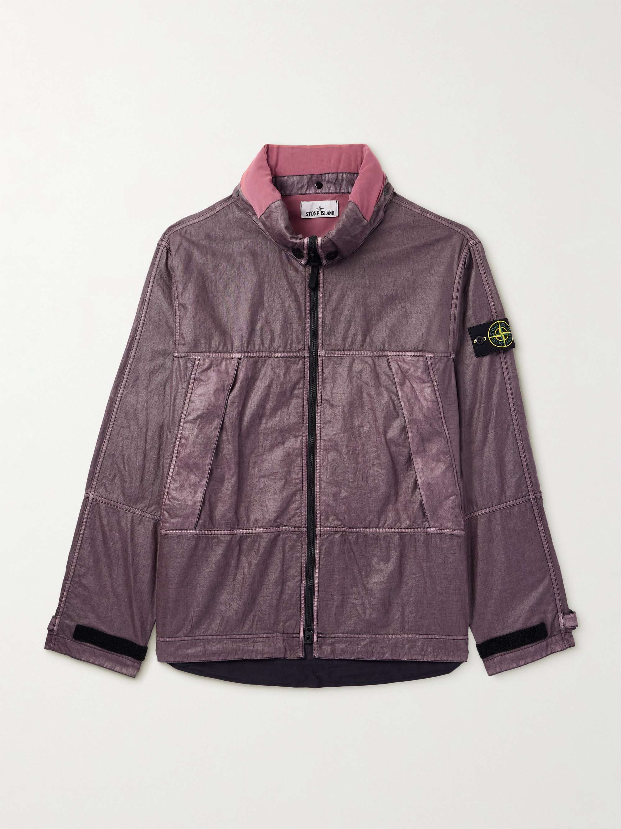 Logo-Appliquéd Garment-Dyed Lino Gommato Jacket view