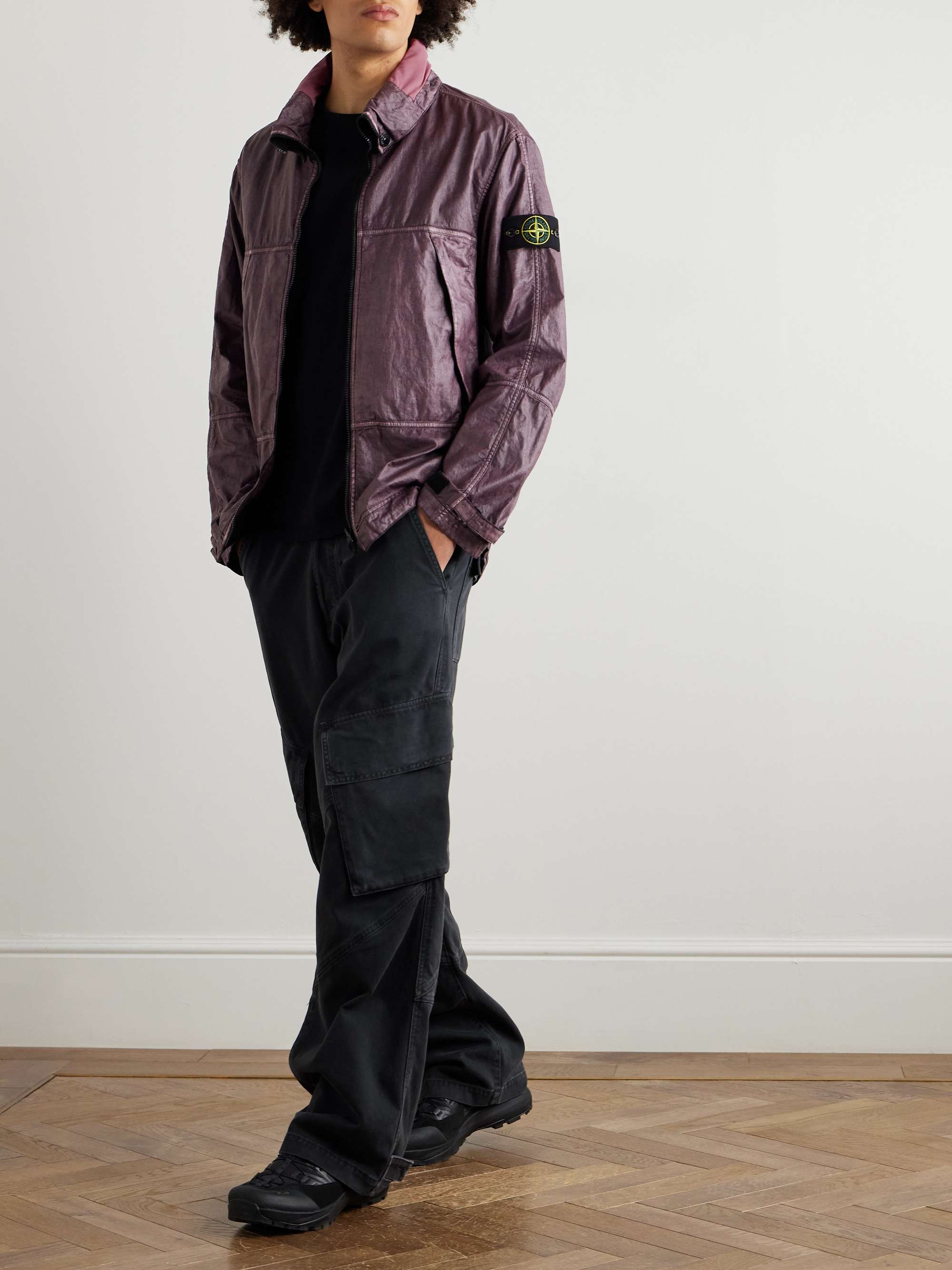 Logo-Appliquéd Garment-Dyed Lino Gommato Jacket view