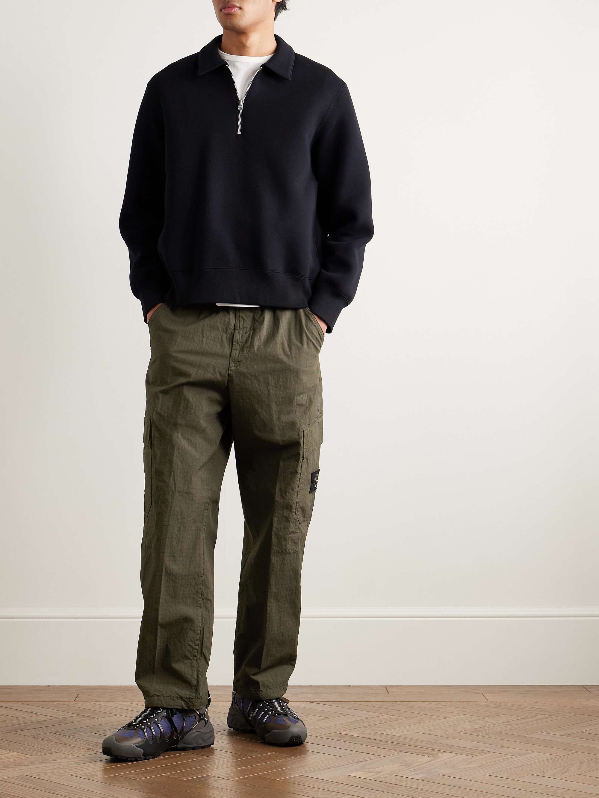 Garment-Dyed Cotton-Blend Ripstop Cargo Trousers view
