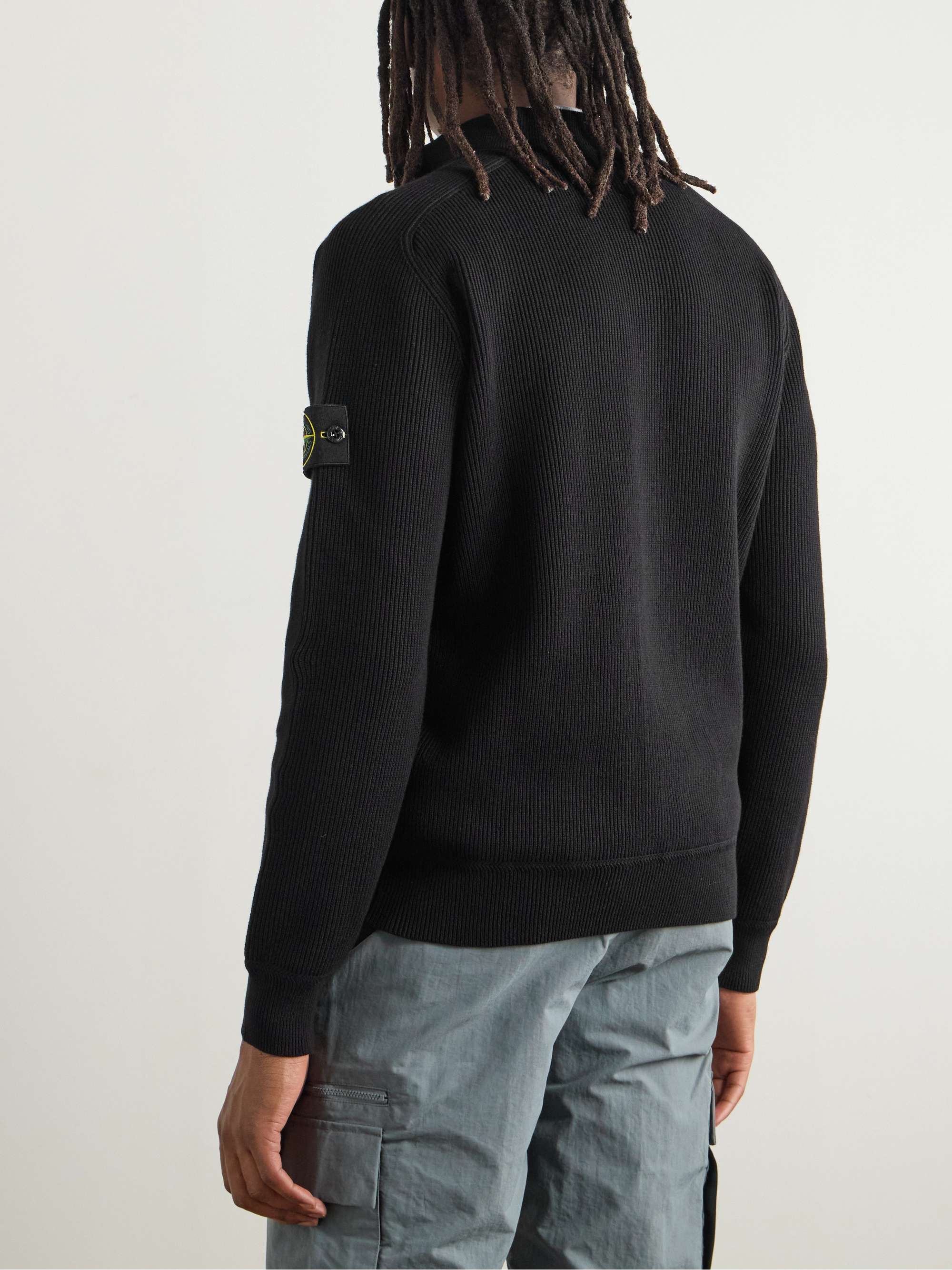 Logo-Appliquéd Organic Cotton Half-Zip Sweater view