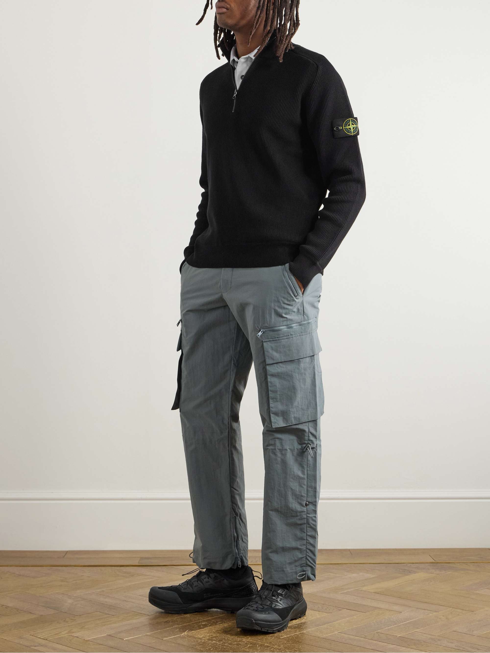 Logo-Appliquéd Organic Cotton Half-Zip Sweater view