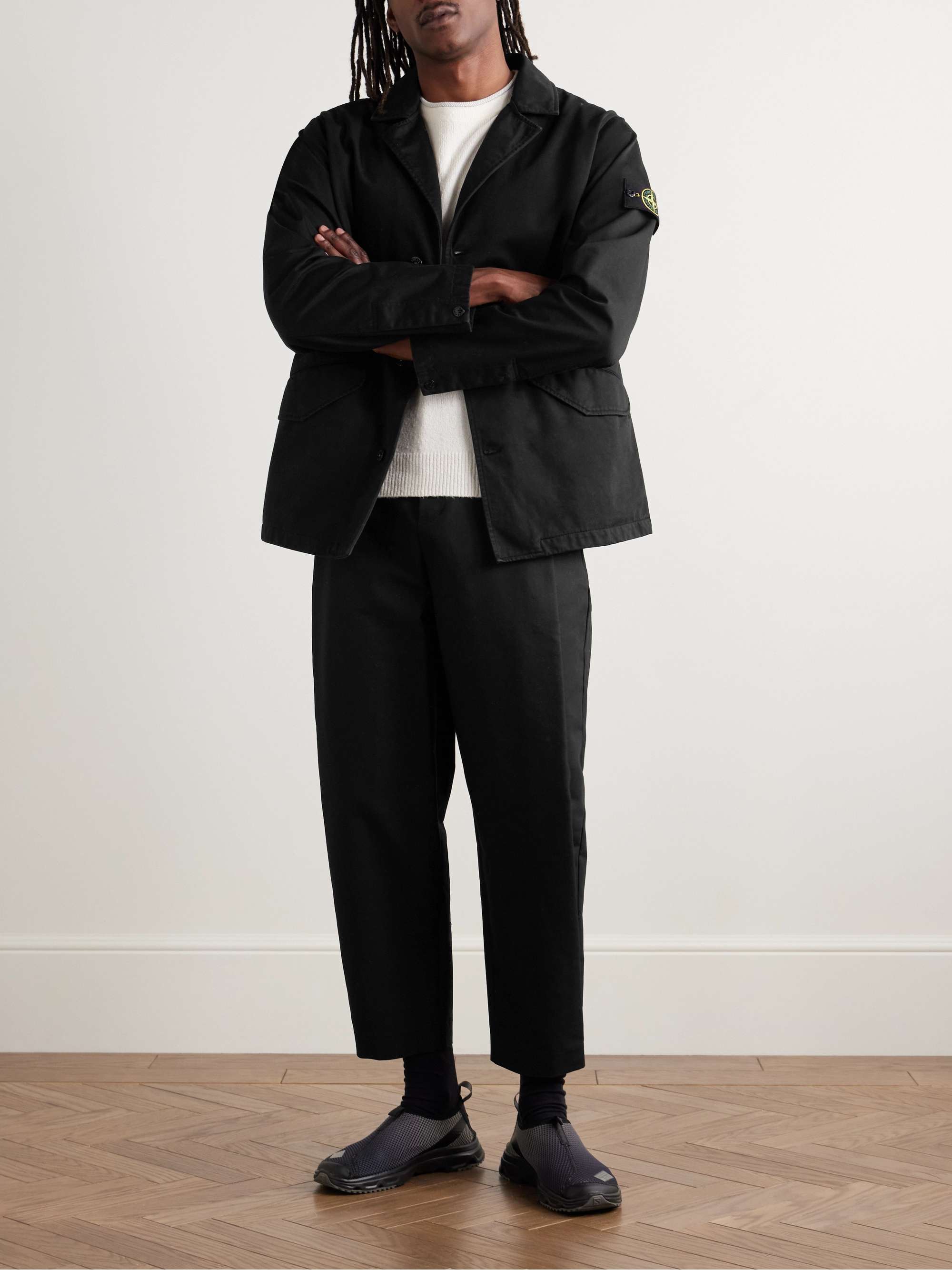 Raso Logo-Appliquéd Garment-Dyed Brushed-Cotton Jacket view