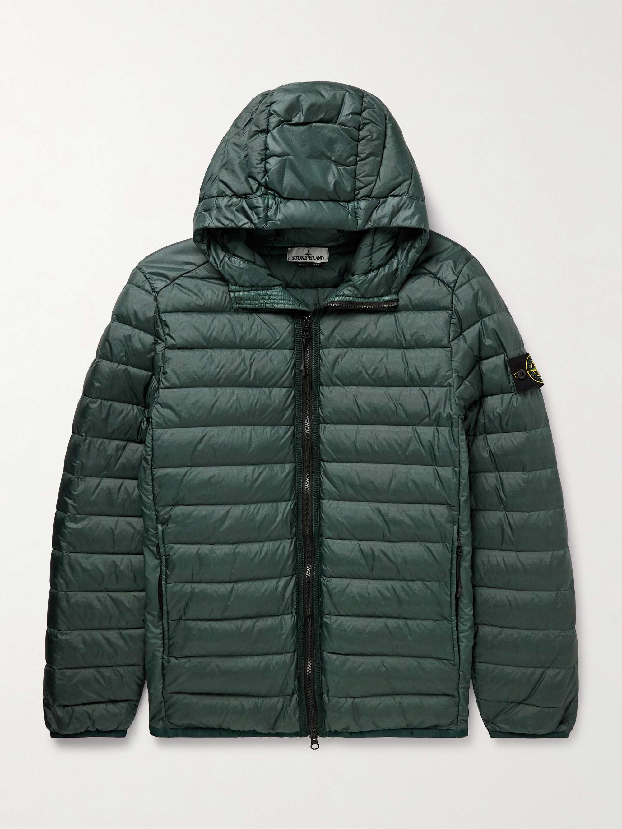 Slim-Fit Garment-Dyed Quilted Recycled-Shell Down Jacket view