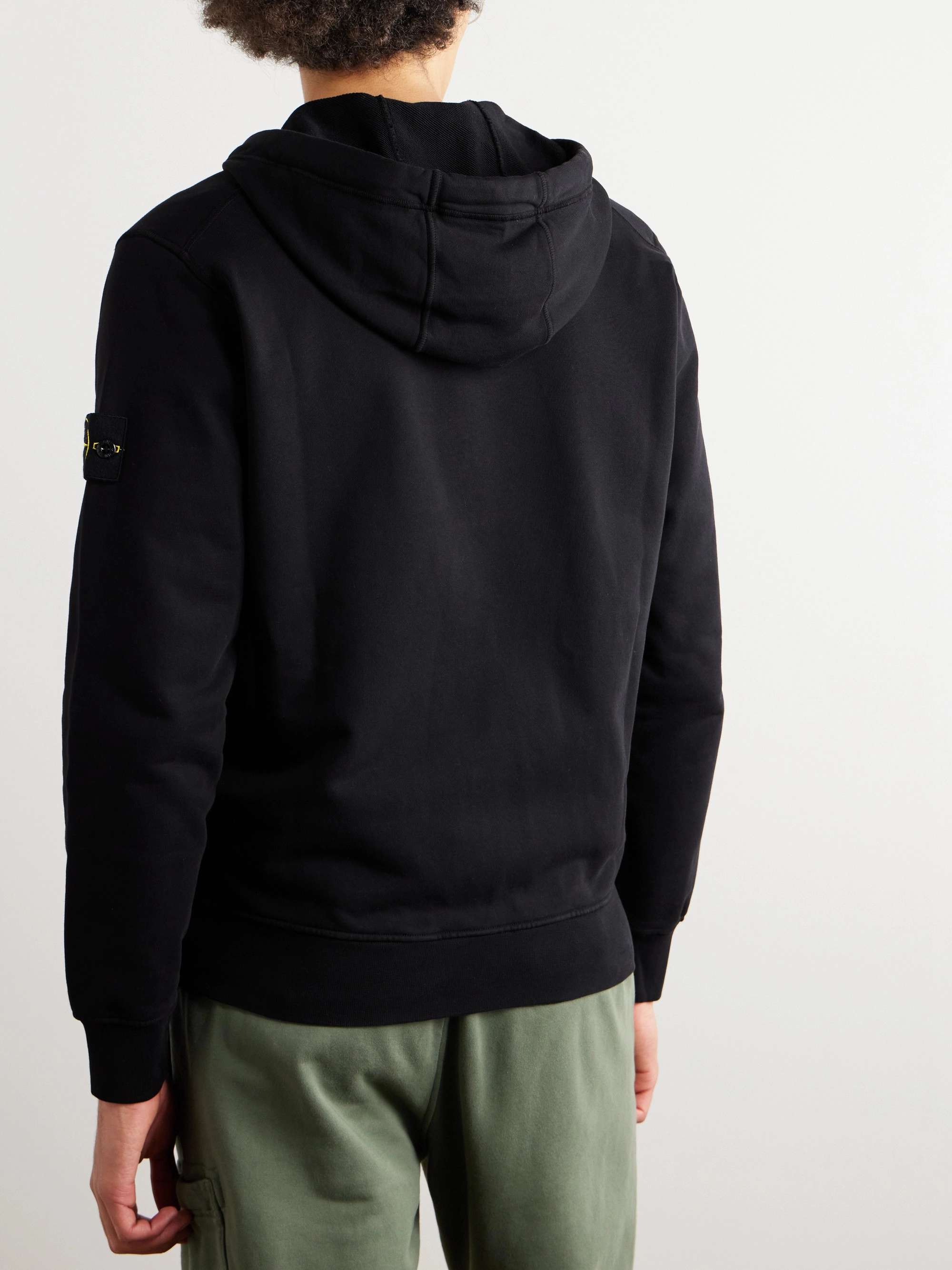 Logo-Appliquéd Garment-Dyed Cotton-Jersey Zip-Up Hoodie view