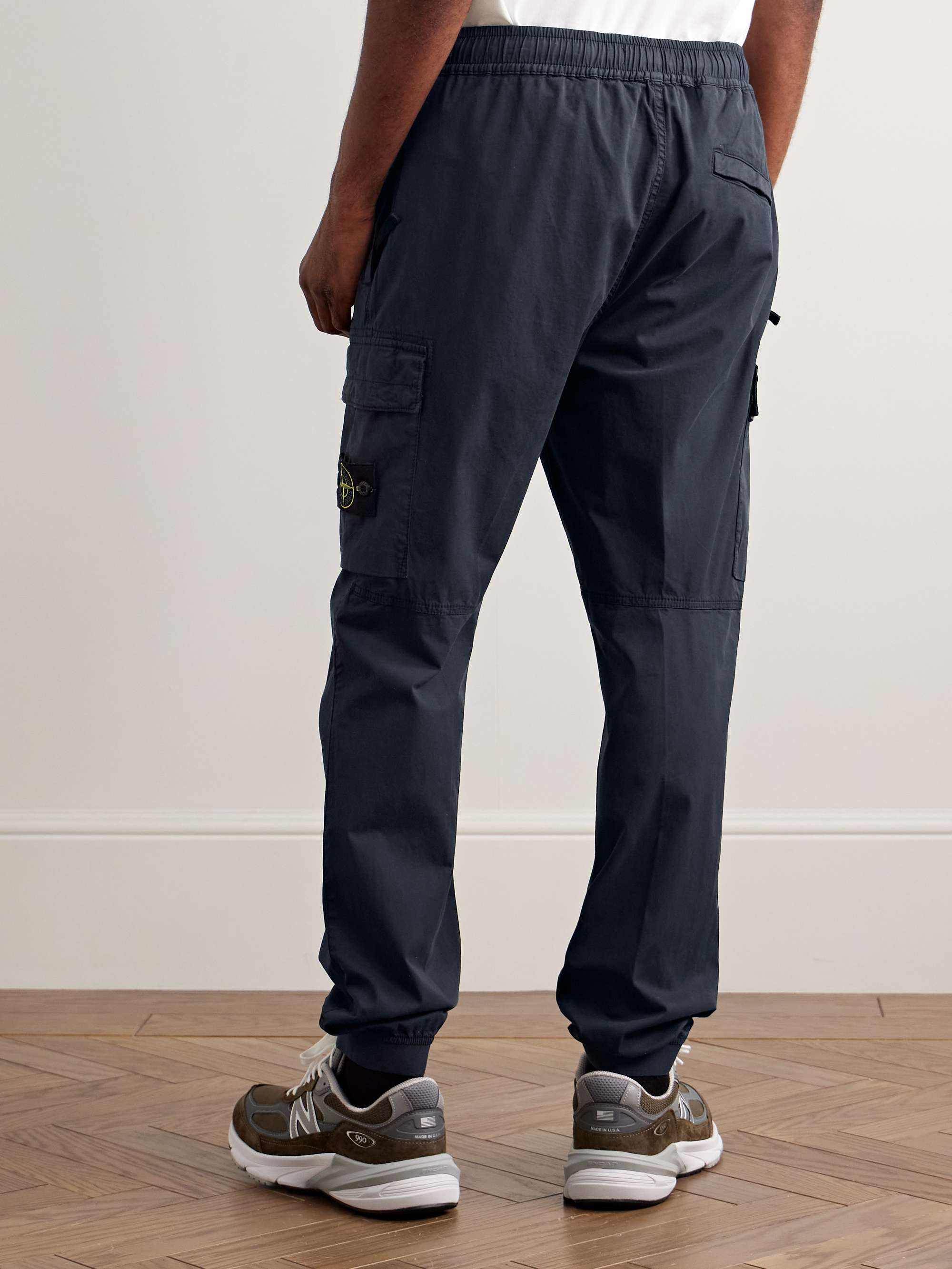 Tapered Garment-Dyed Cotton-Blend Twill Cargo Trousers view