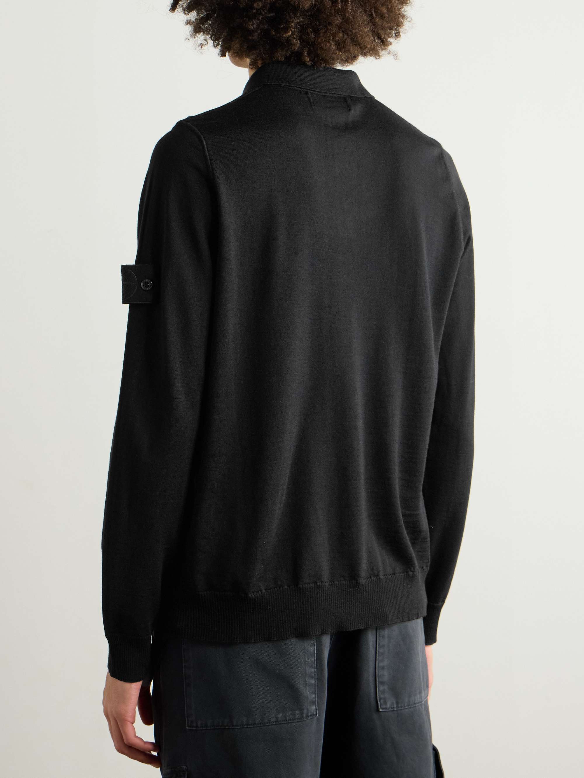 Ghost Logo-Appliquéd Wool Polo Shirt view