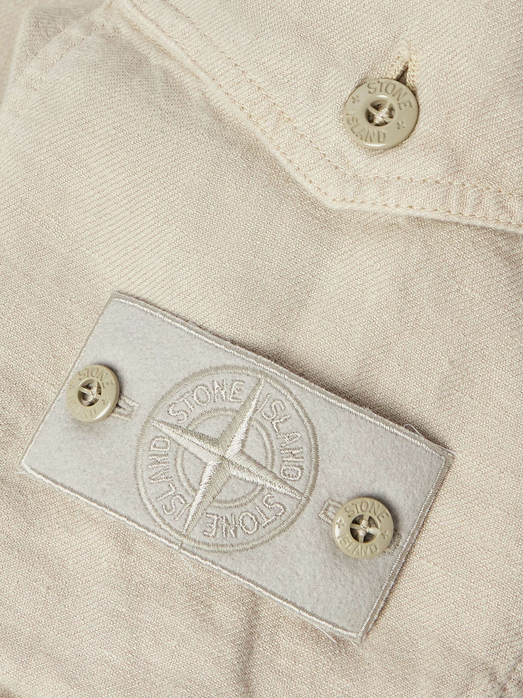 Ghost Straight-Leg Logo-Appliquéd Garment-Dyed Linen Cargo Shorts view
