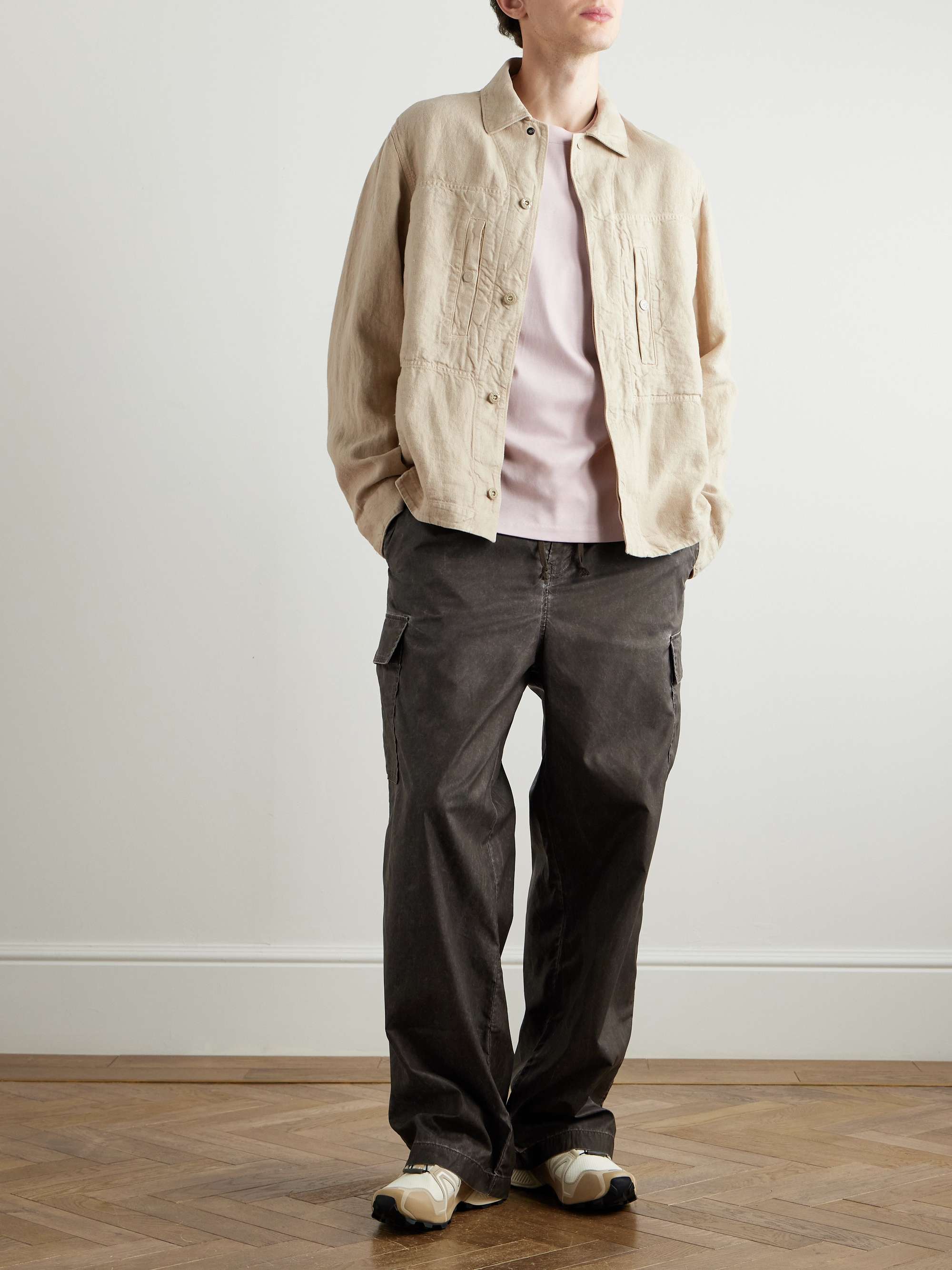 Ghost Logo-Appliquéd Garment-Dyed Linen-Twill Overshirt view