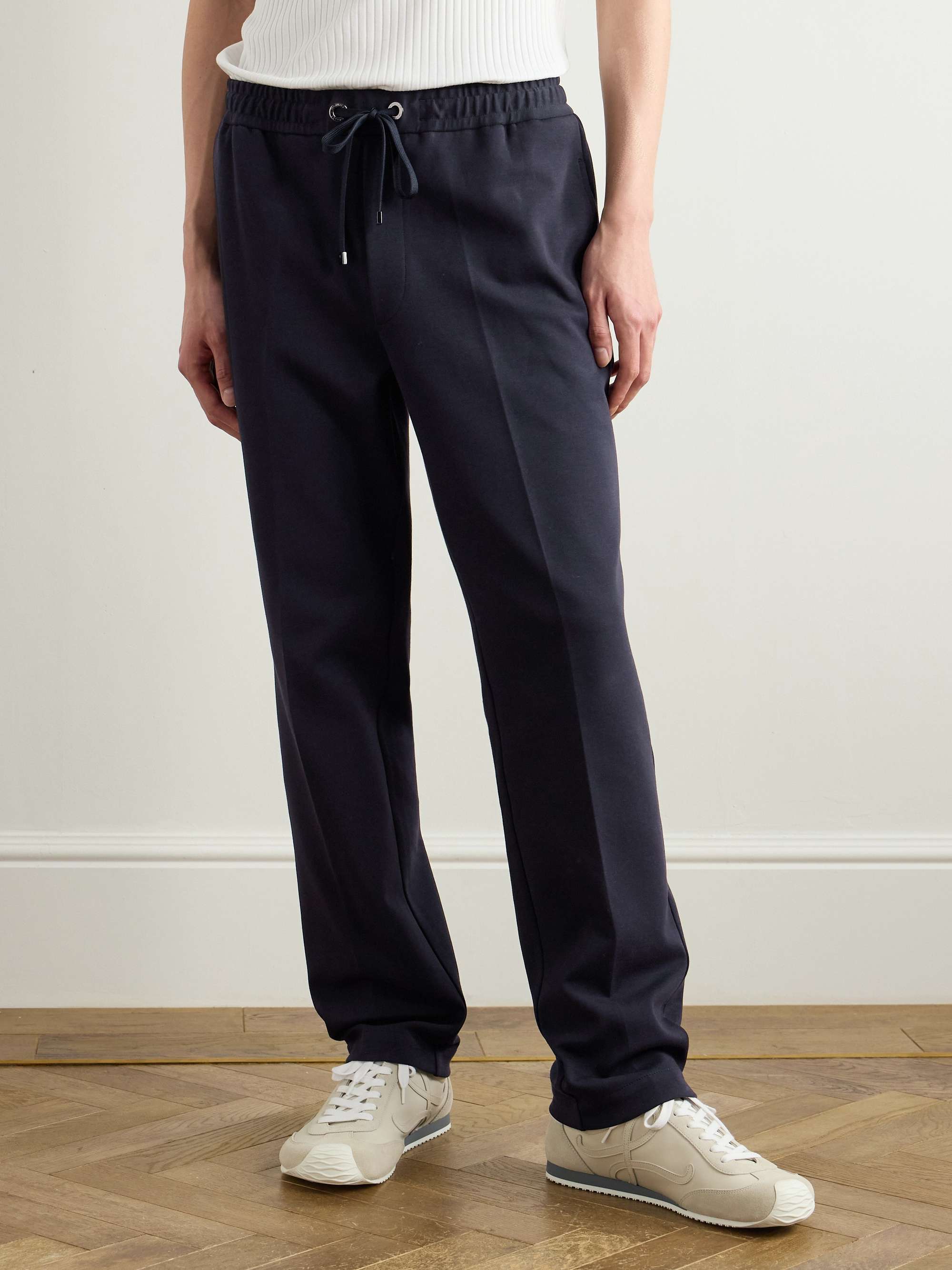 Straight-Leg Logo-Appliquéd Cotton-Blend Jersey Sweatpants view