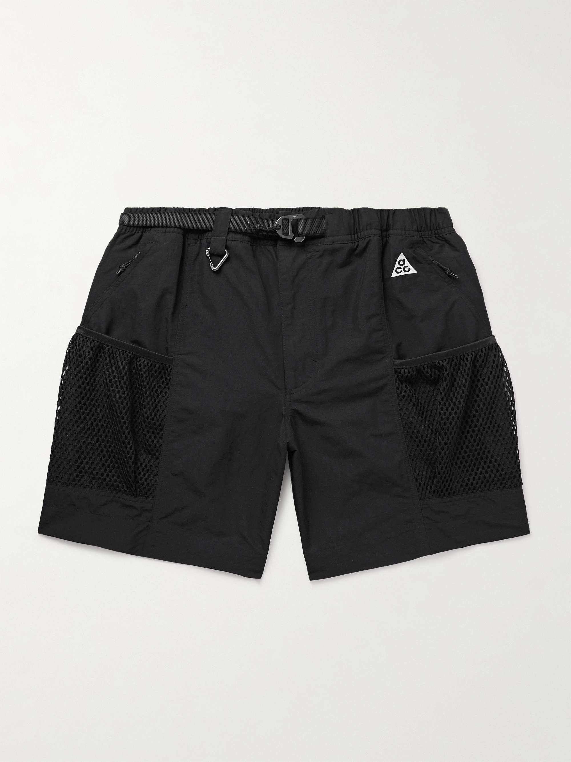 ACG Snowgrass Straight-Leg Mesh-Trimmed Belted Nylon Shorts view