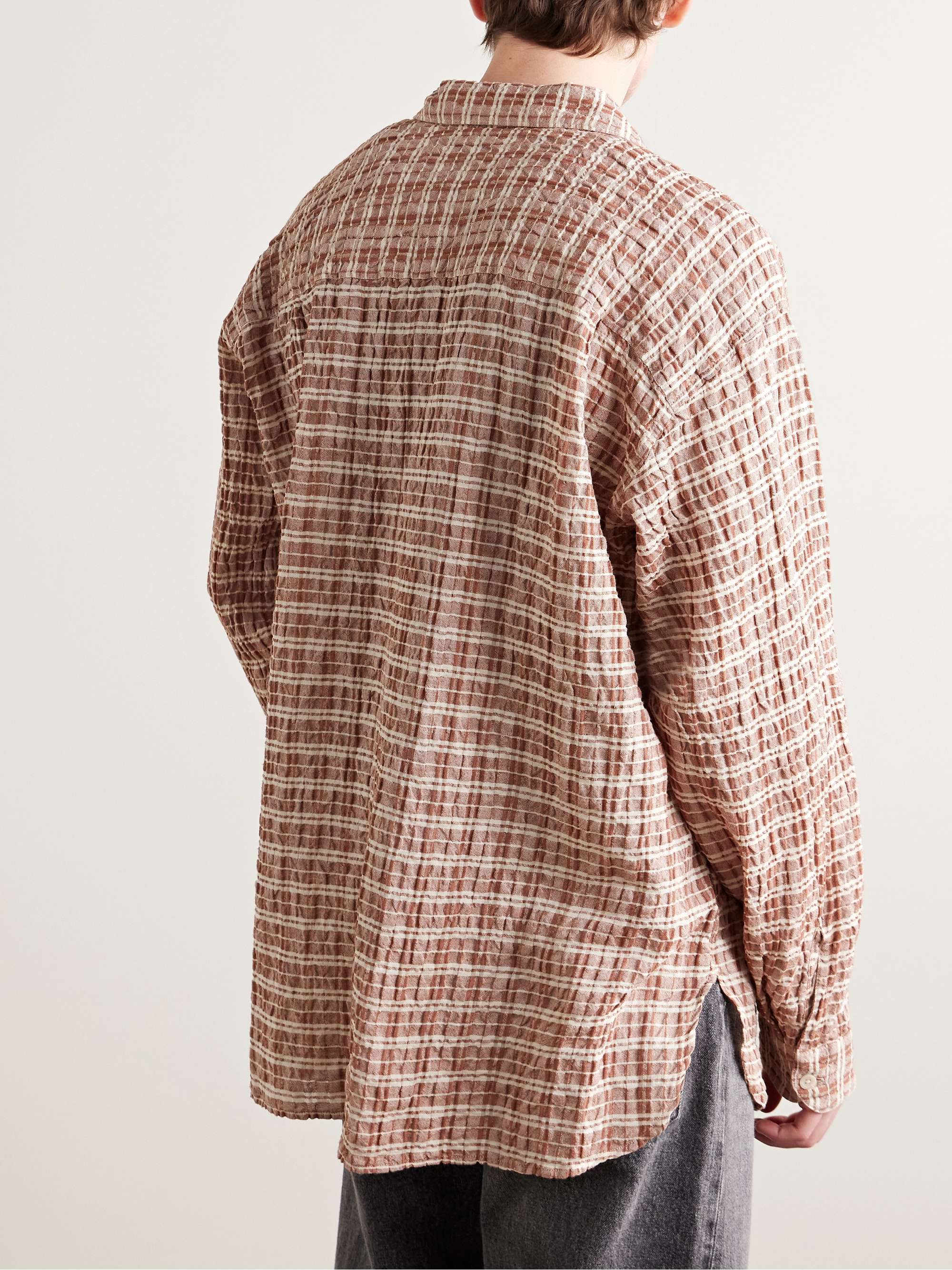Mechanic Checked Cotton and Linen-Blend Seersucker Shirt view