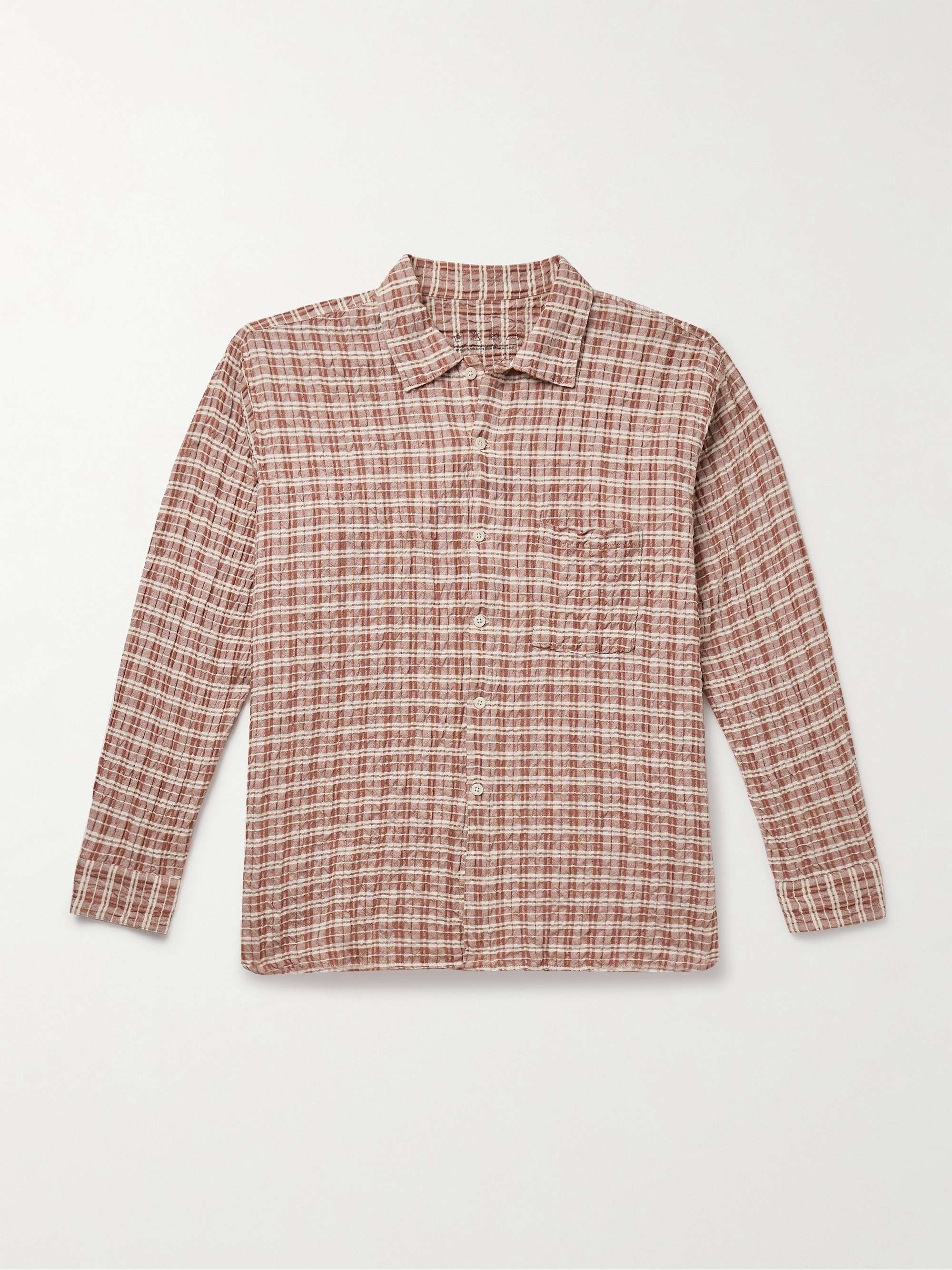 Mechanic Checked Cotton and Linen-Blend Seersucker Shirt view