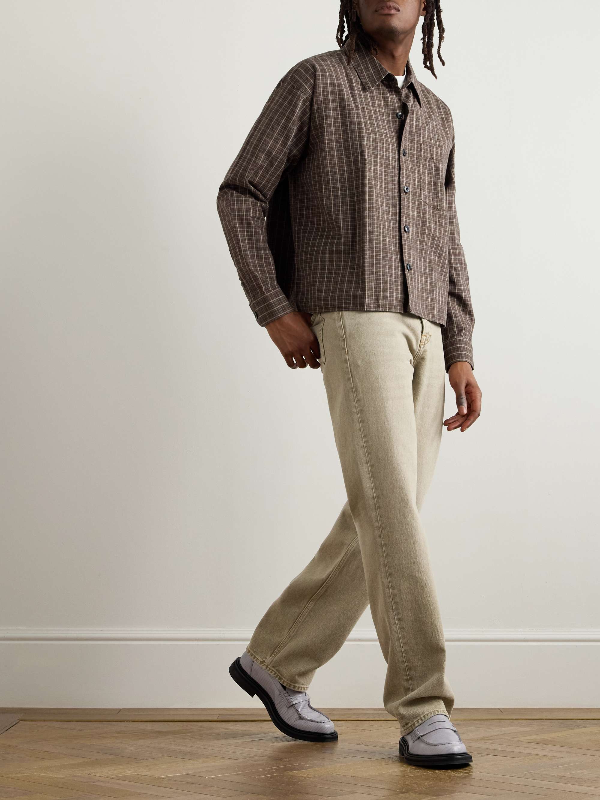 Checked Cotton and Linen-Blend Shirt view