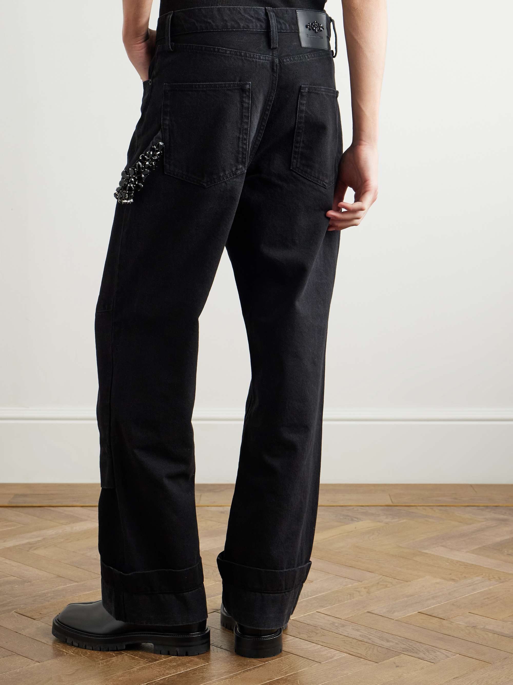 Wide-Leg Crystal-Embellished Jeans view