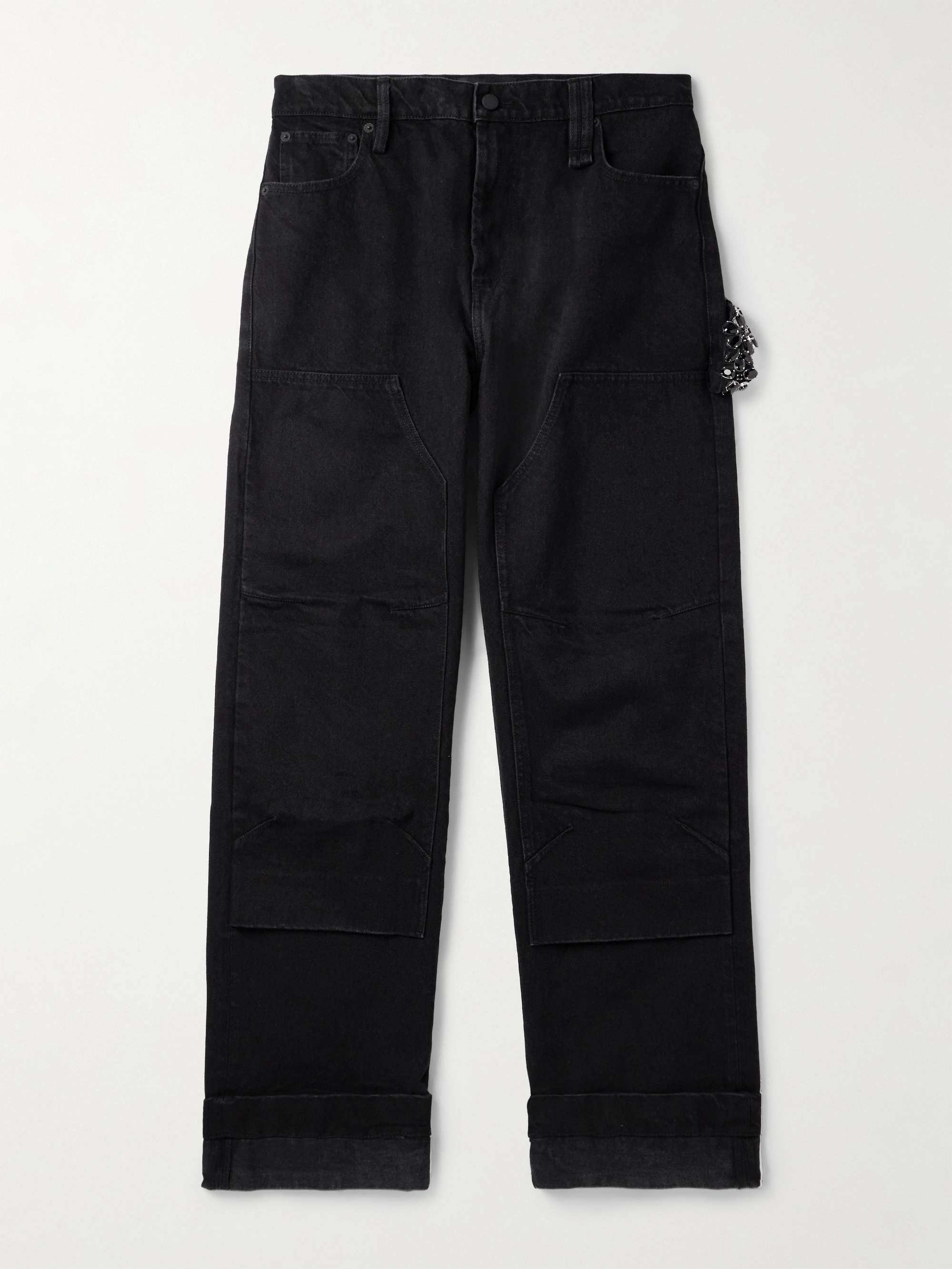 Wide-Leg Crystal-Embellished Jeans view