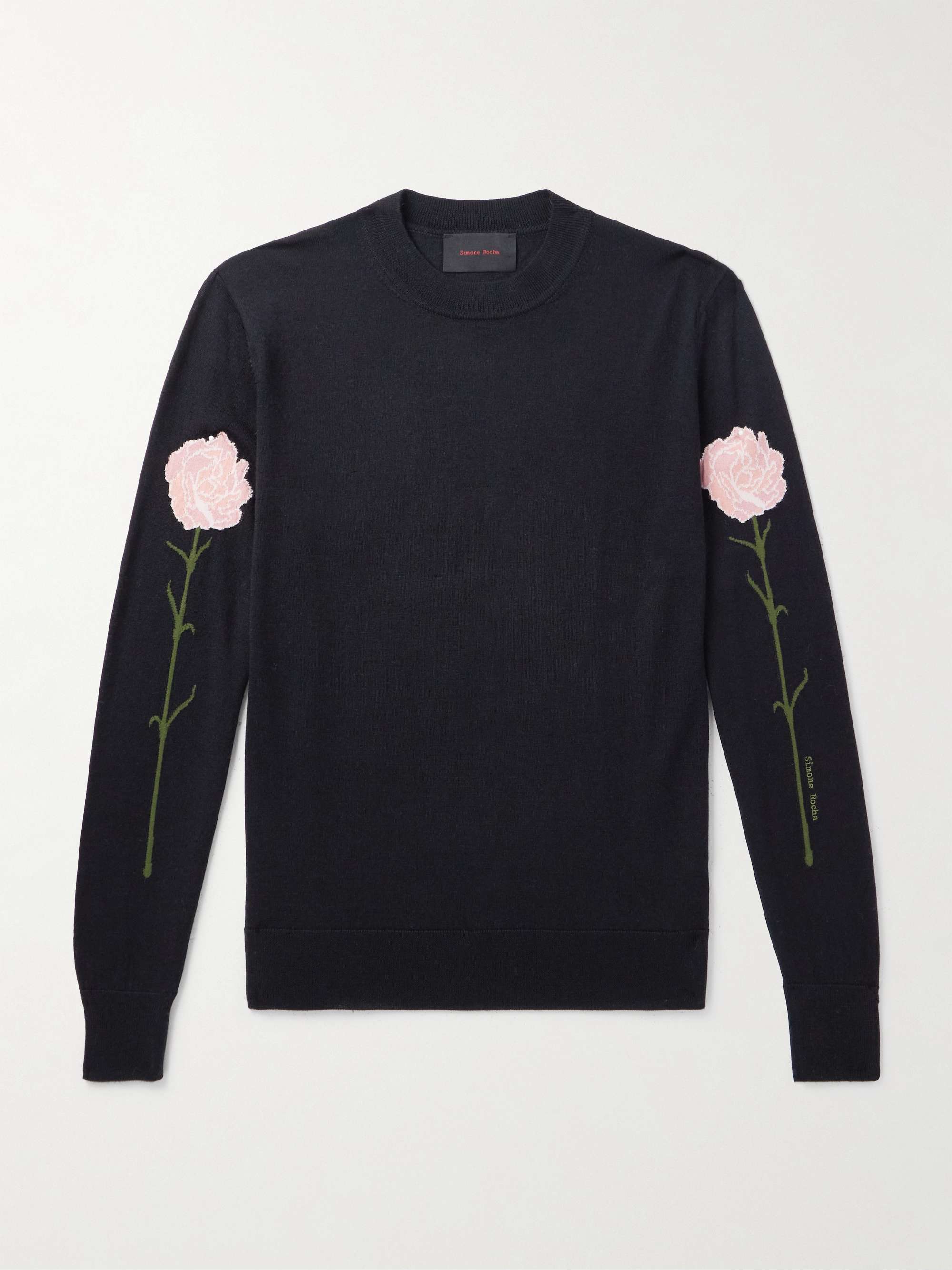 Carnation Intarsia Wool and Silk-Blend Sweater view