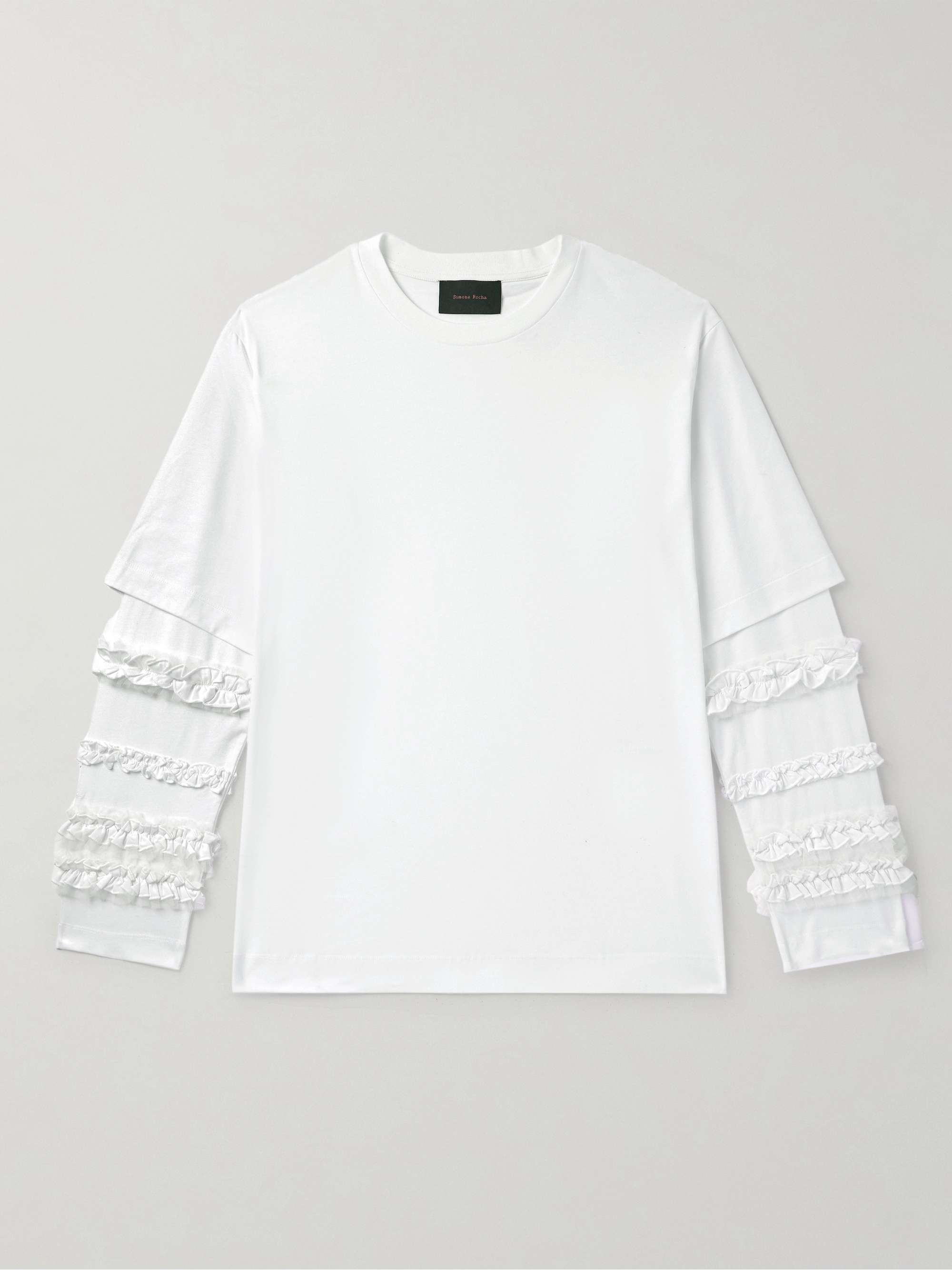 Ruffled Tulle-Trimmed Cotton-Jersey T-Shirt view