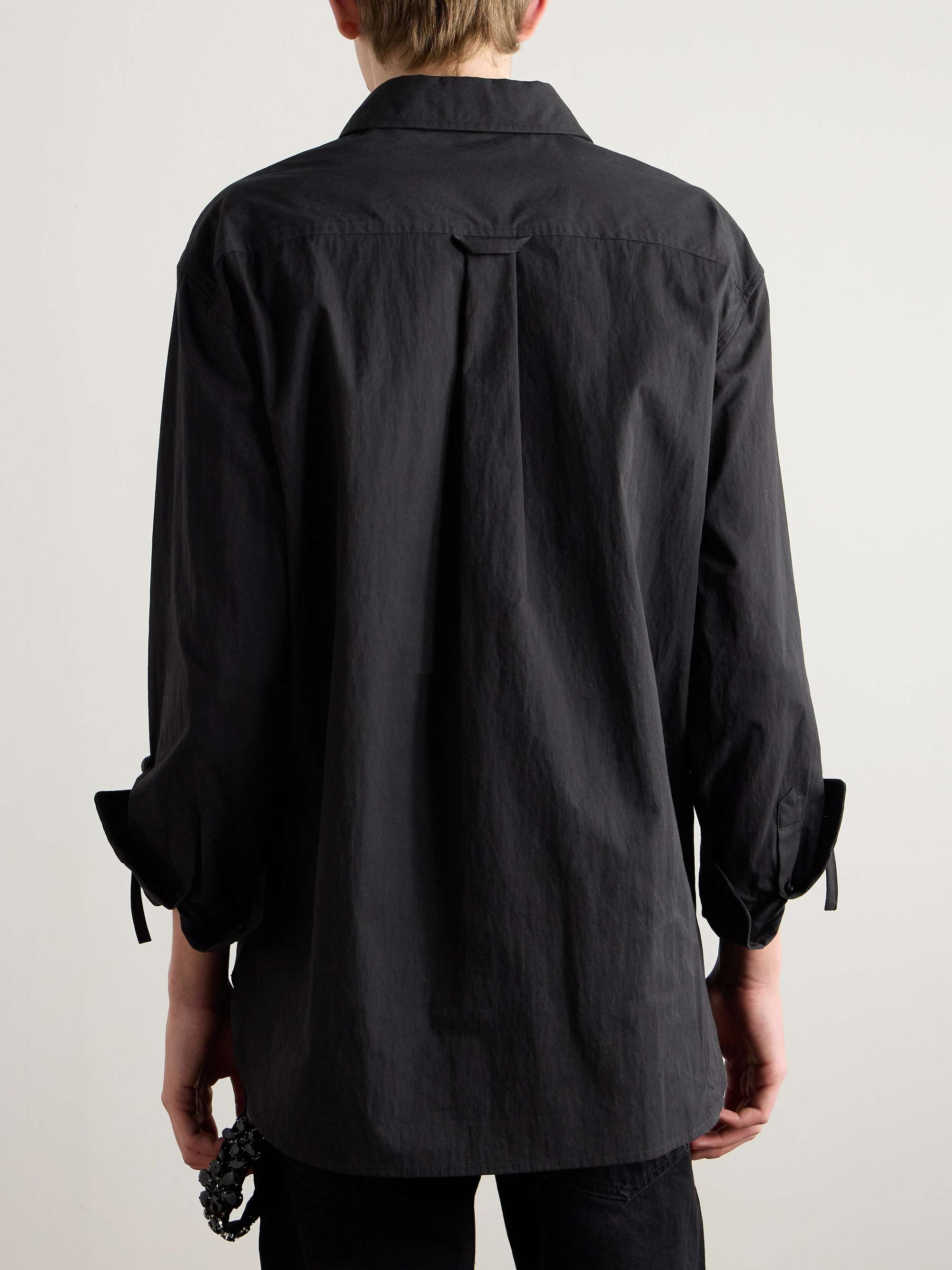 Bow-Detailed Waxed Cotton-Blend Poplin Shirt view