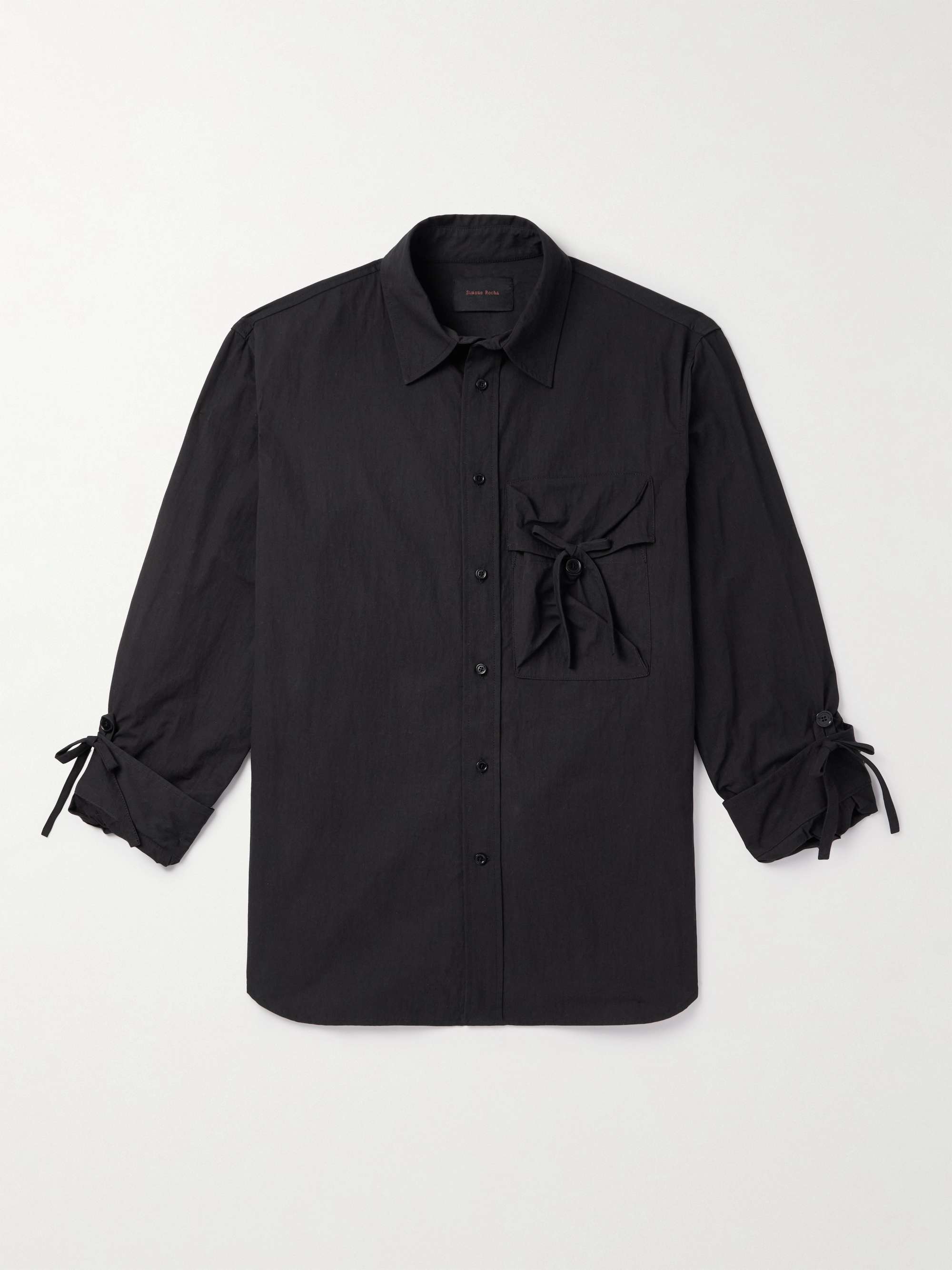 Bow-Detailed Waxed Cotton-Blend Poplin Shirt view