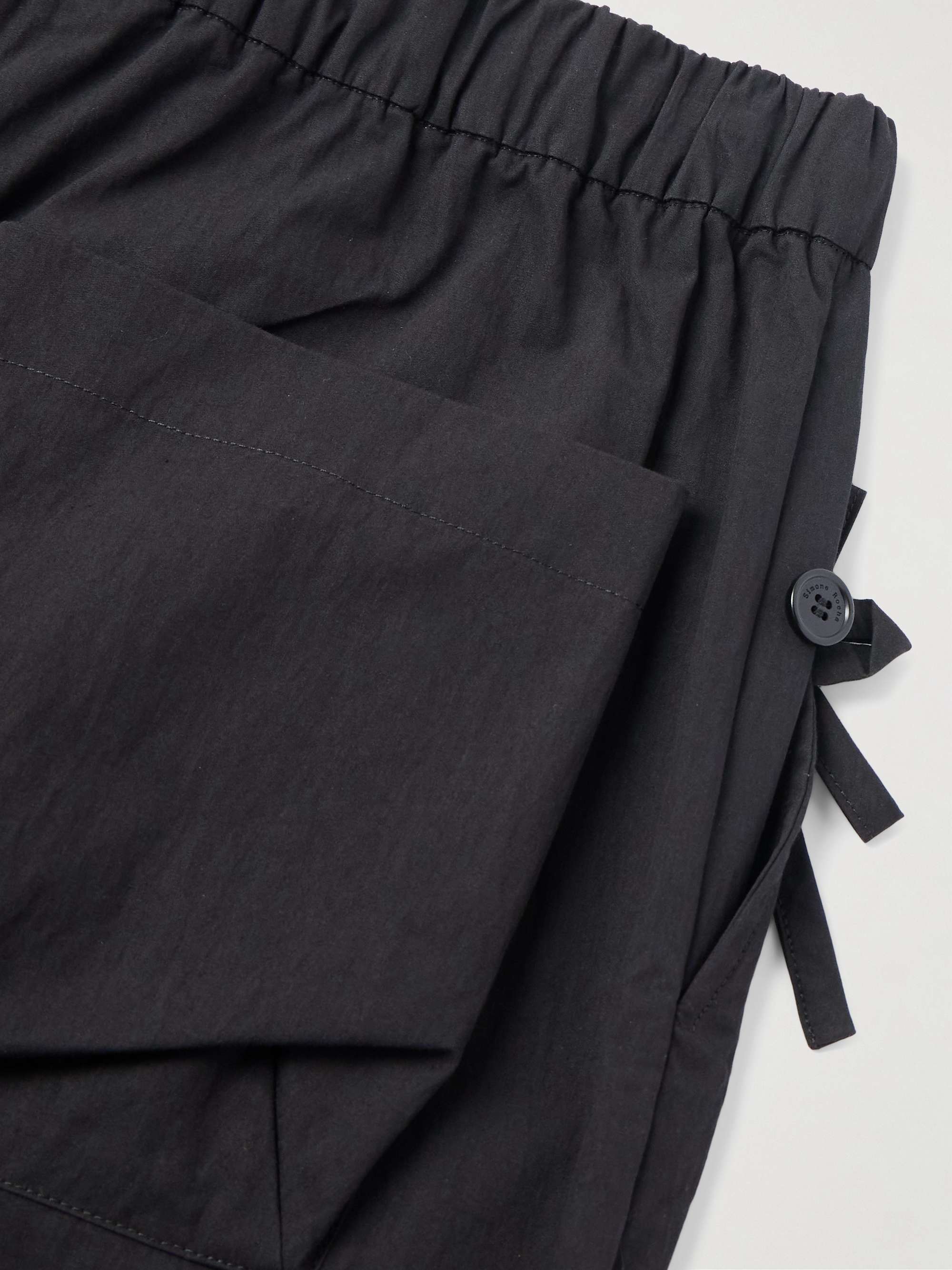 Straight-Leg Bow-Detailed Cotton-Blend Cargo Trousers view