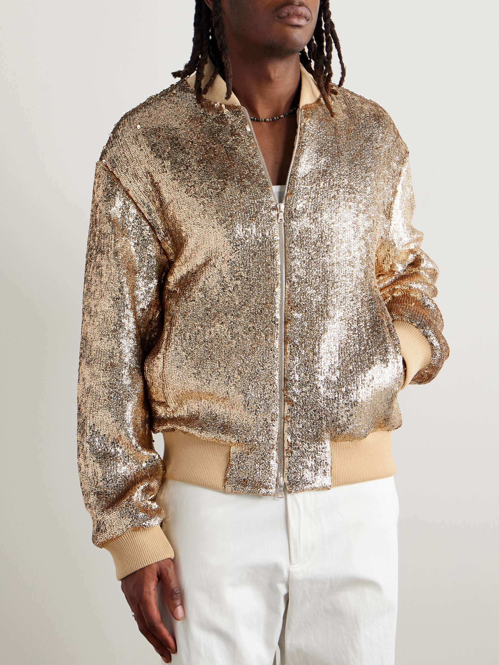 Sequinned Crepe Bomber Jacket view