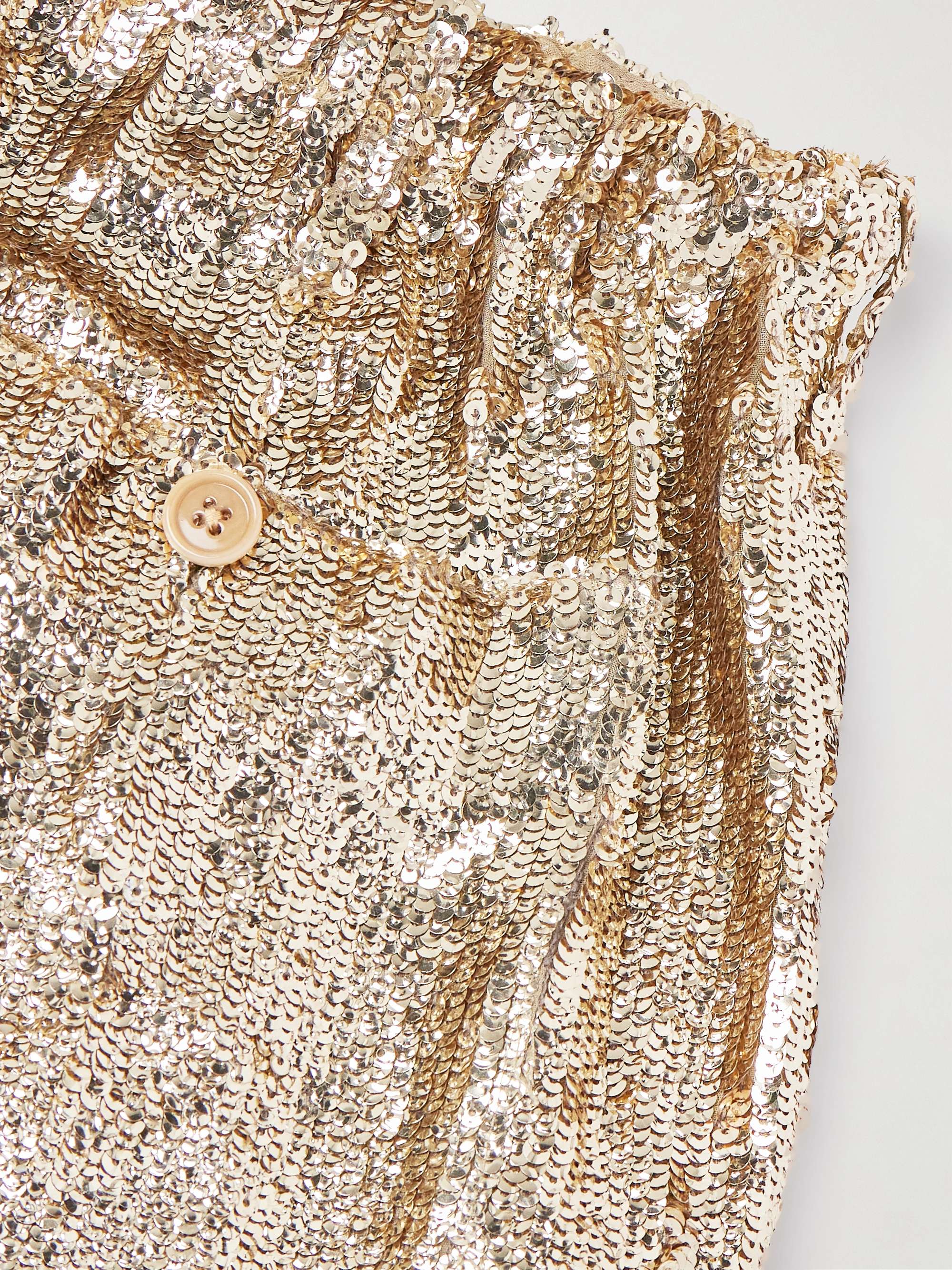 Wide-Leg Sequinned Crepe Drawstring Trousers view