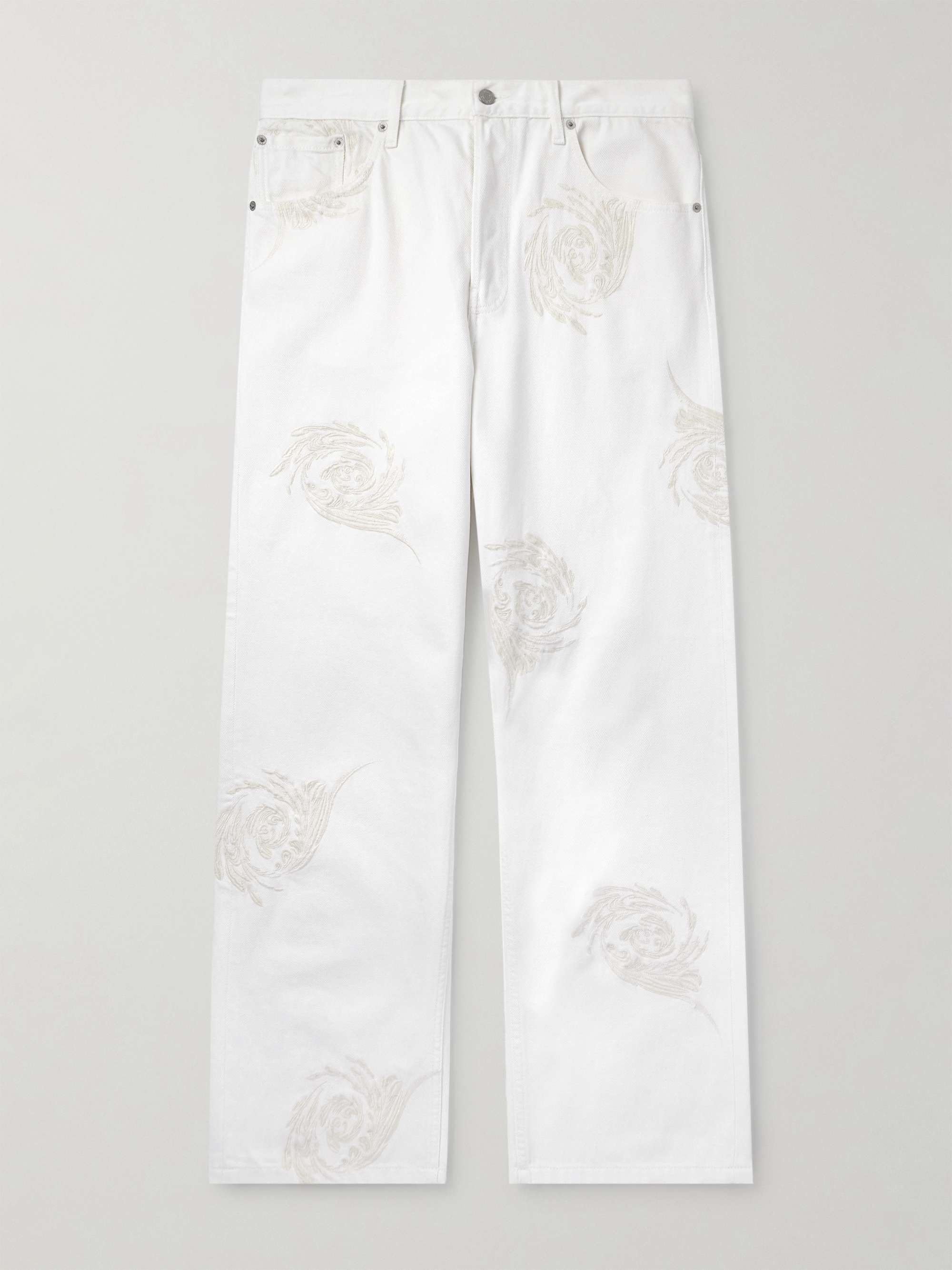 Straight-Leg Embroidered Denim Jeans view