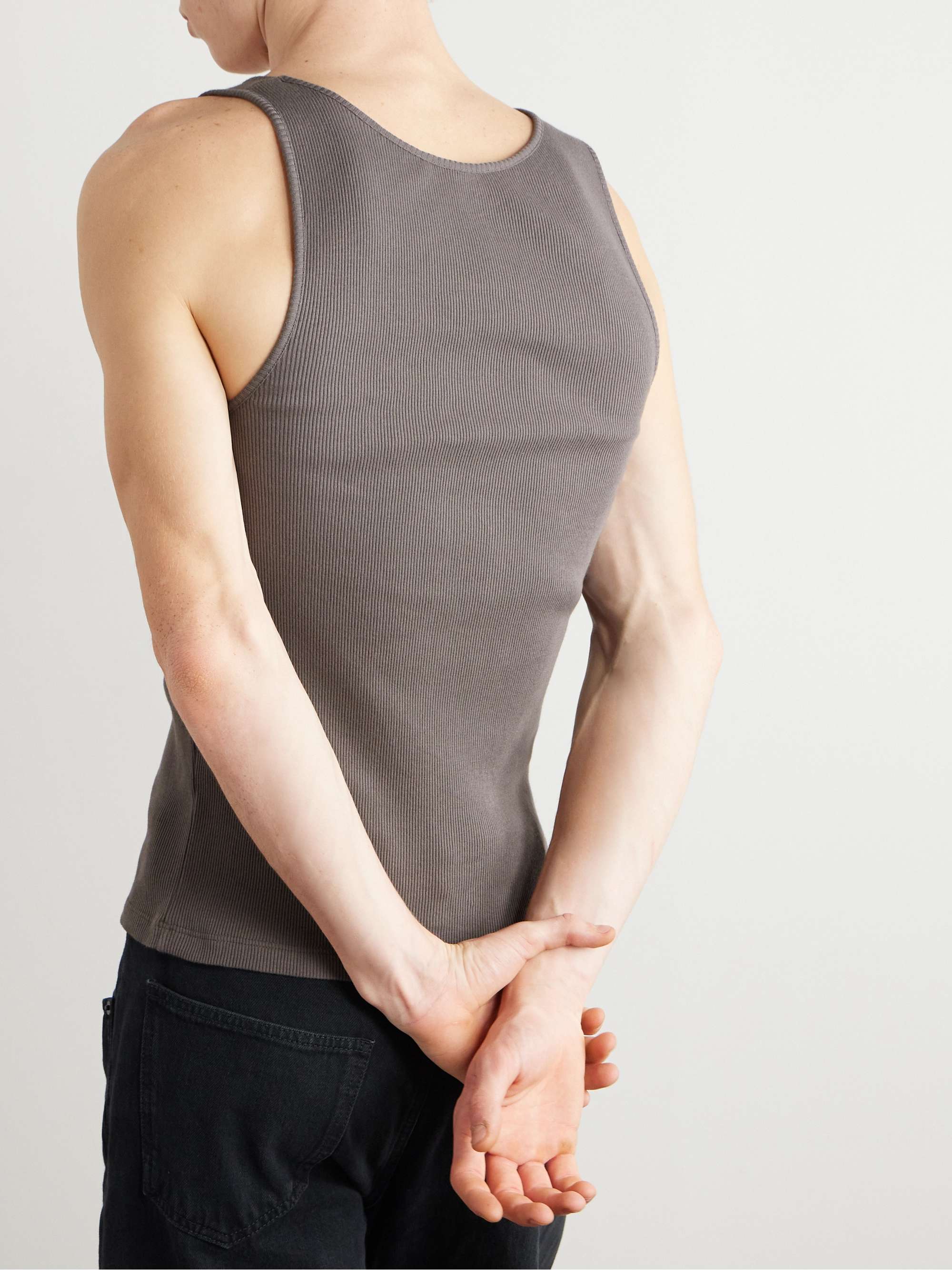 Logo-Embroidered Ribbed Cotton Tank Top view