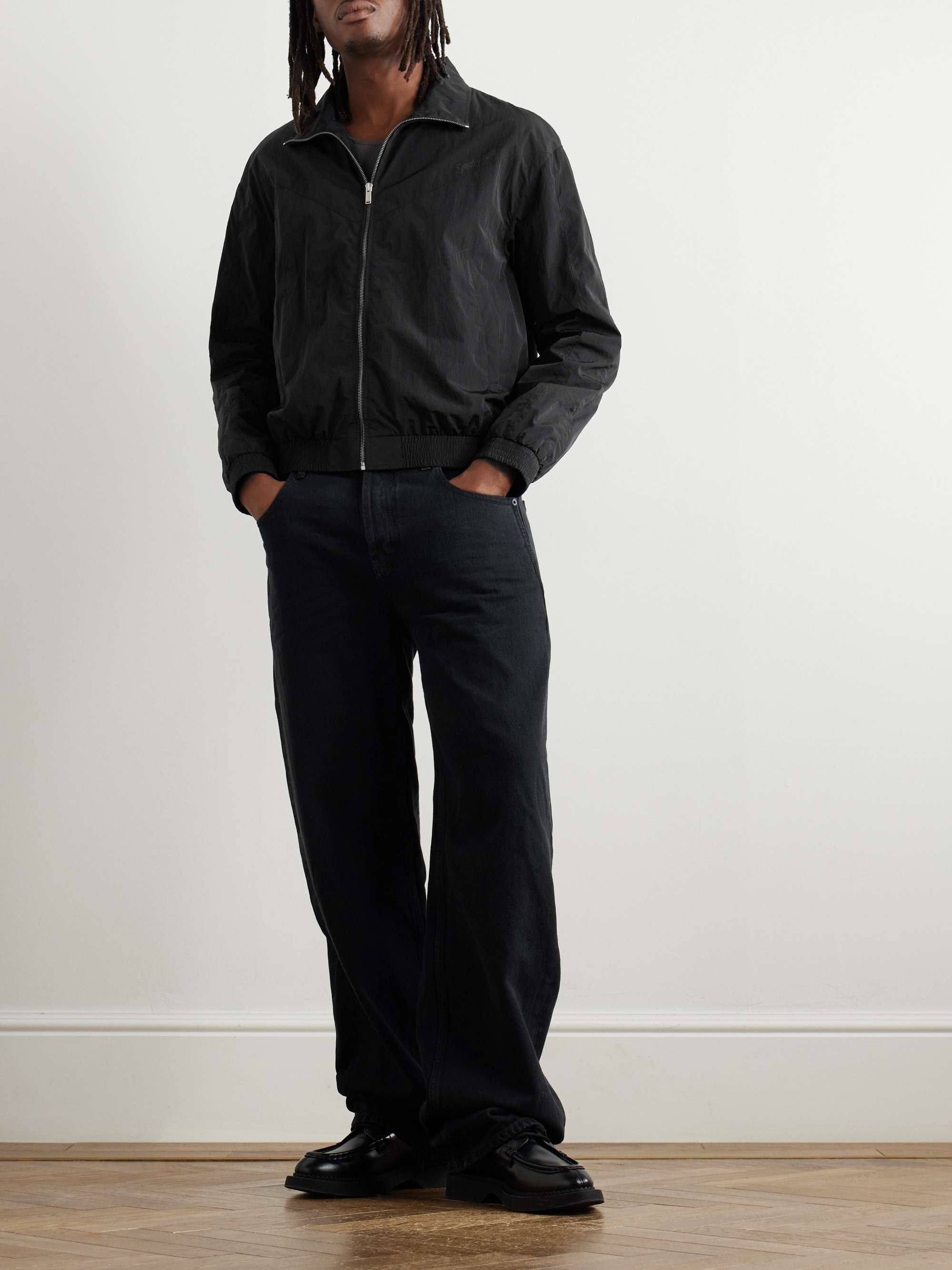Logo-Embroidered Shell Bomber Jacket view