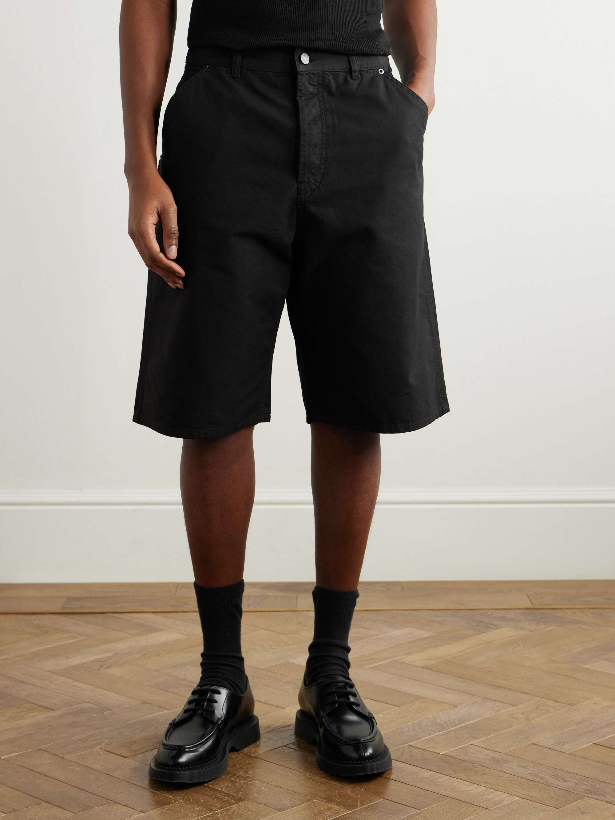 Wide-Leg Cotton-Canvas Shorts view