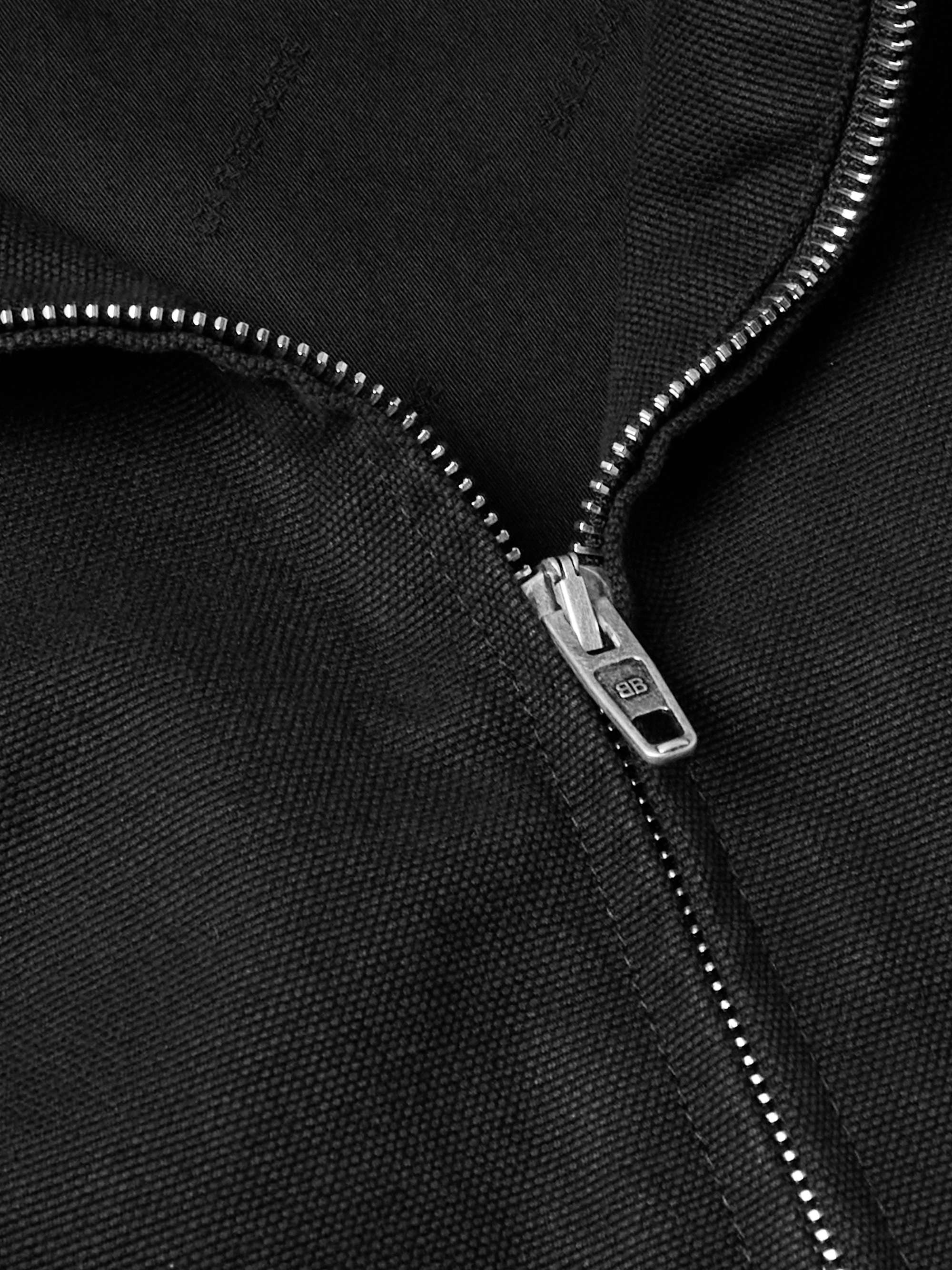 Oversized Logo-Embroidered Cotton-Canvas Zip-Up Jacket view
