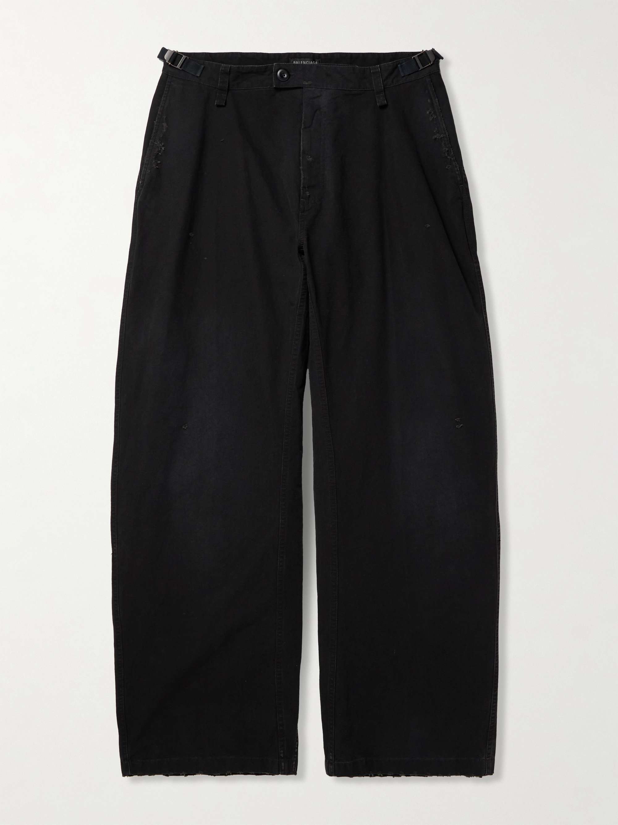 Wide-Leg Distressed Cotton Cargo Trousers view
