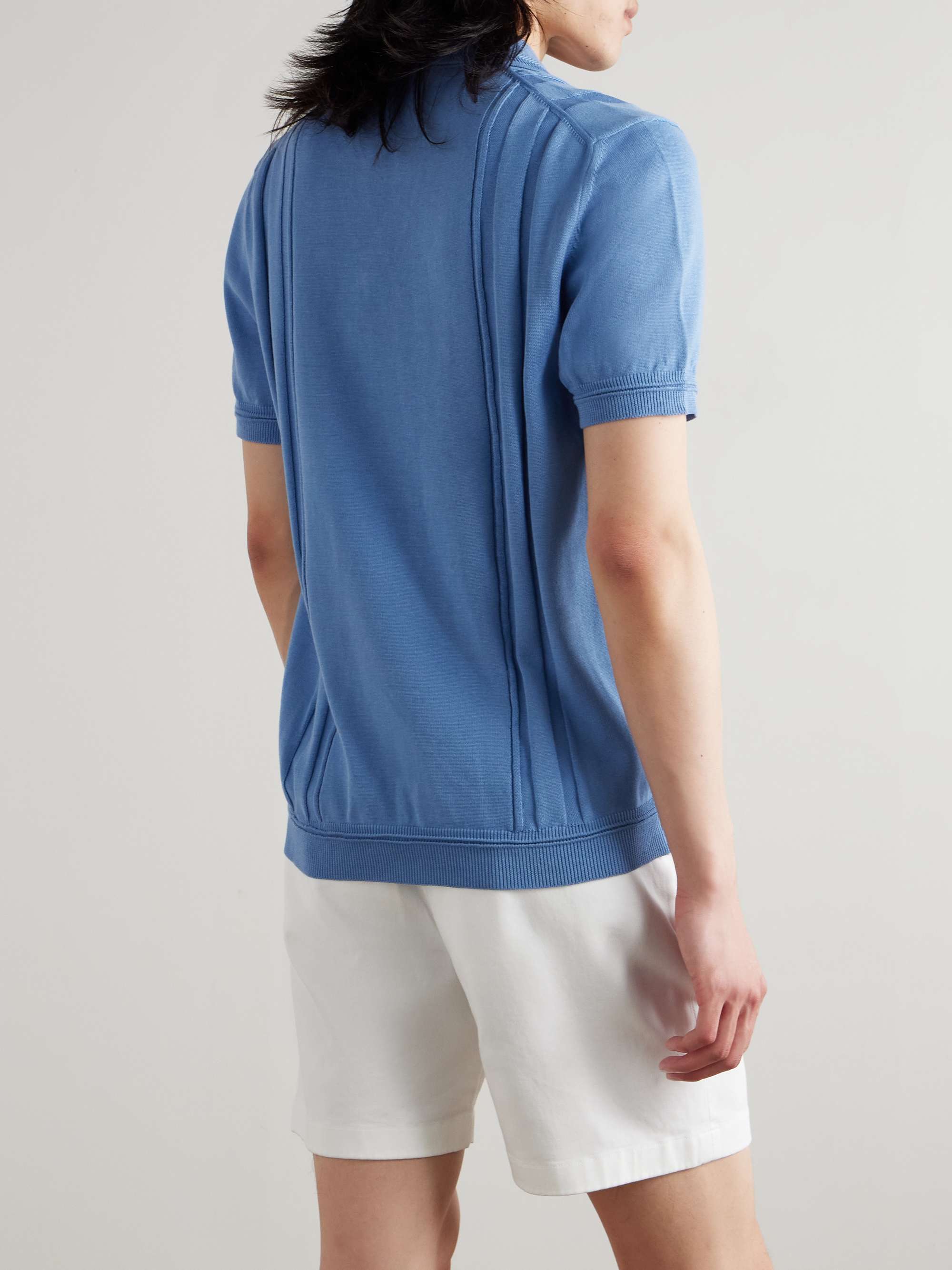 Slim-Fit Striped Merino Wool Polo Shirt view