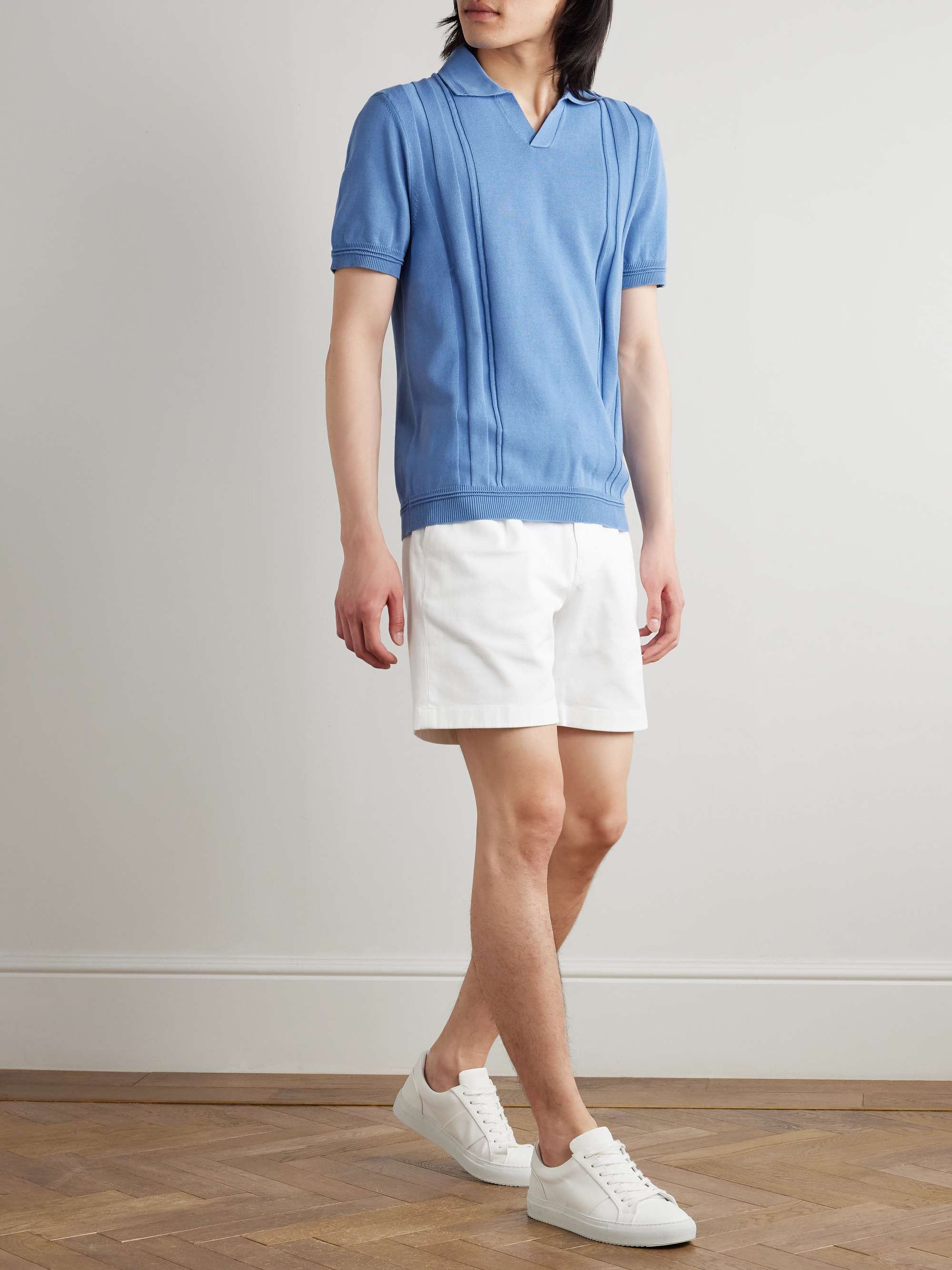 Slim-Fit Striped Merino Wool Polo Shirt view