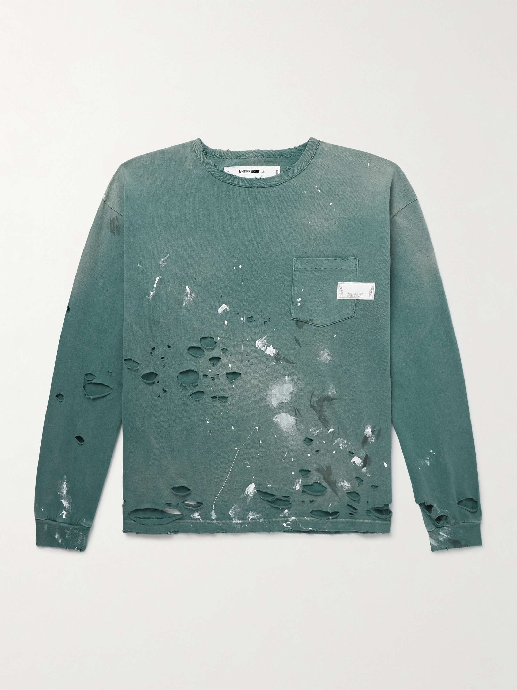 Savage Distressed Paint-Splattered Cotton-Jersey T-Shirt view