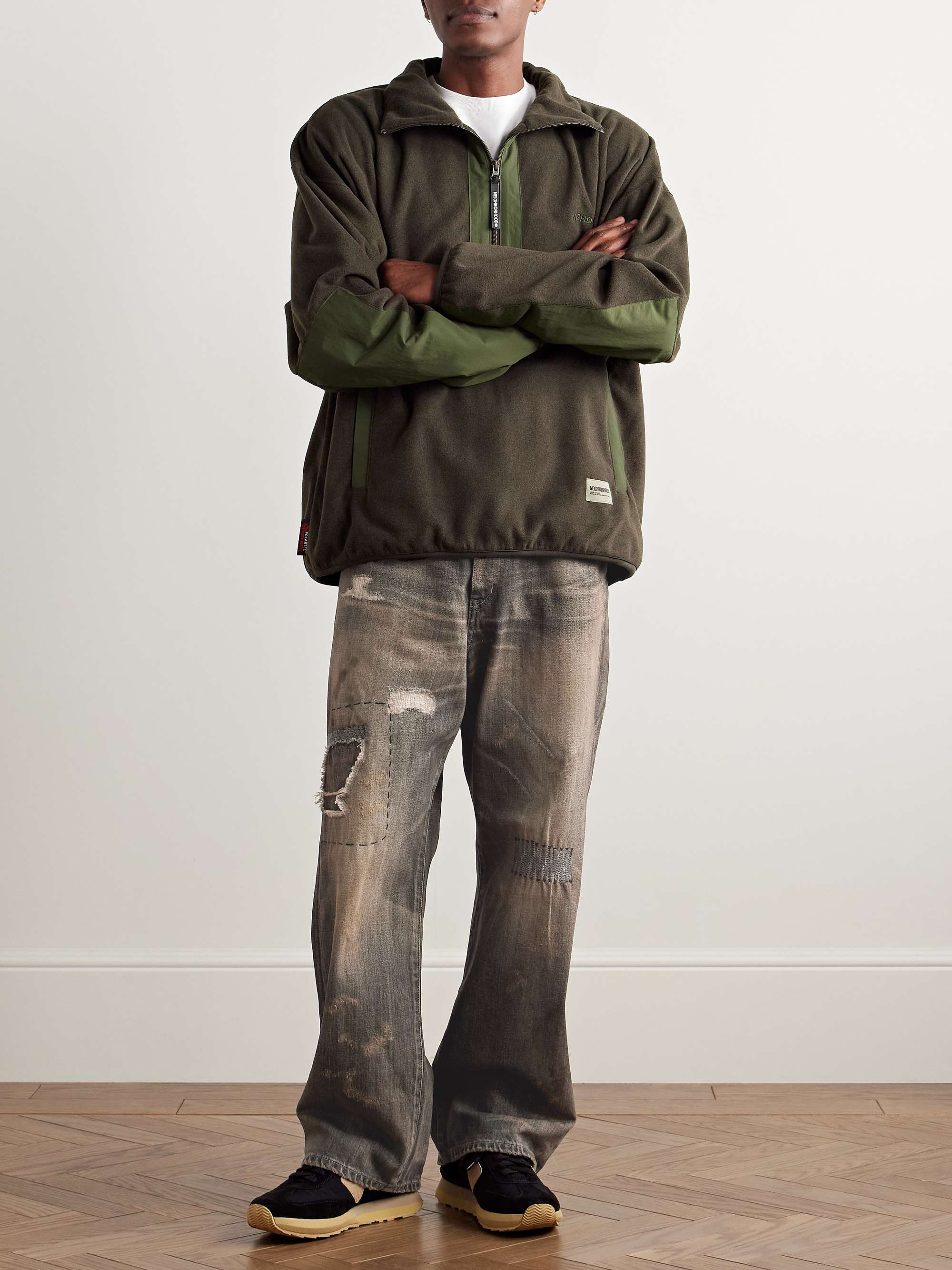 Savage Wide-Leg Distressed Selvedge Jeans view