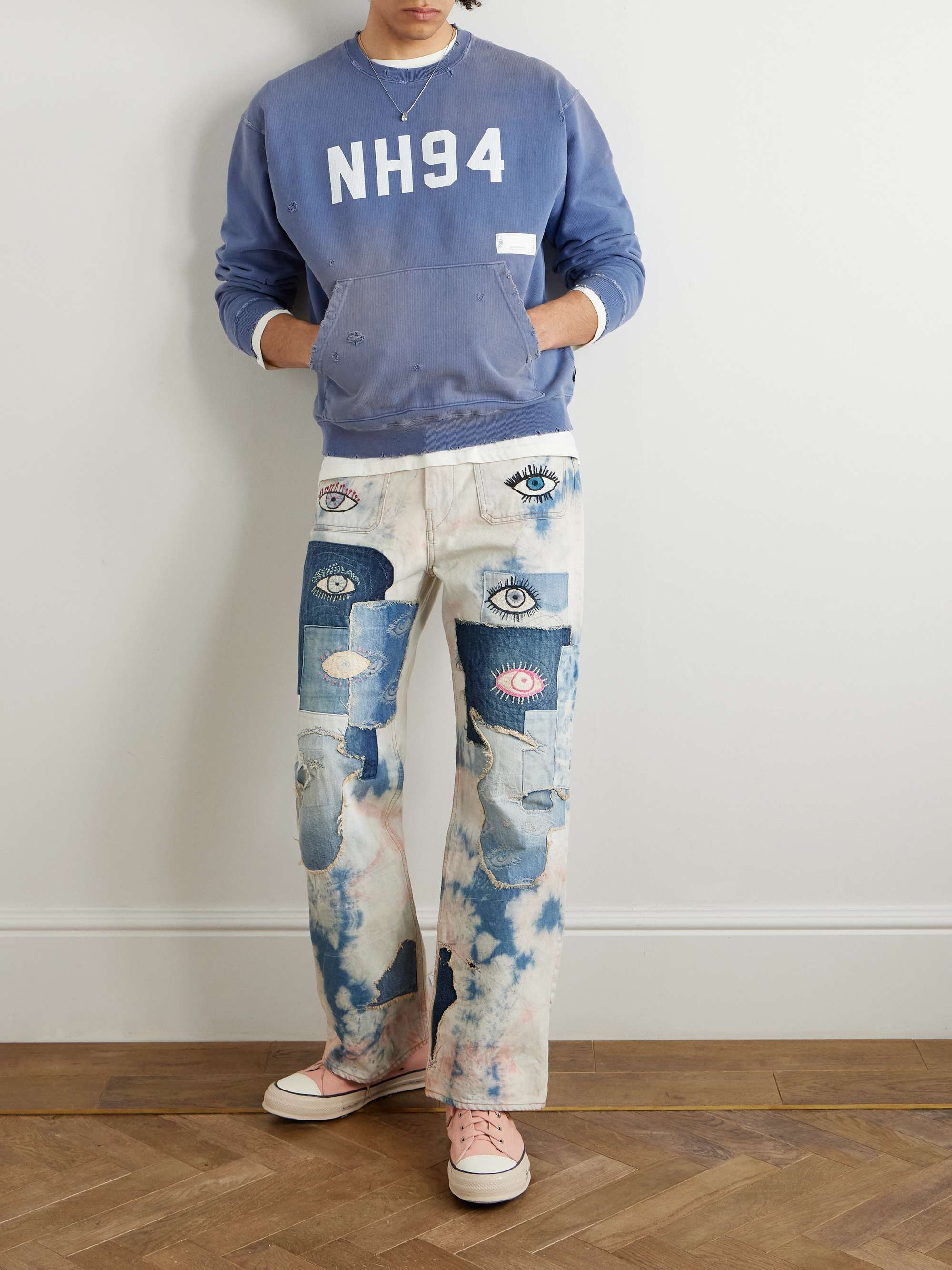 Savage Printed Distressed Cotton-Jersey Sweatshirt view