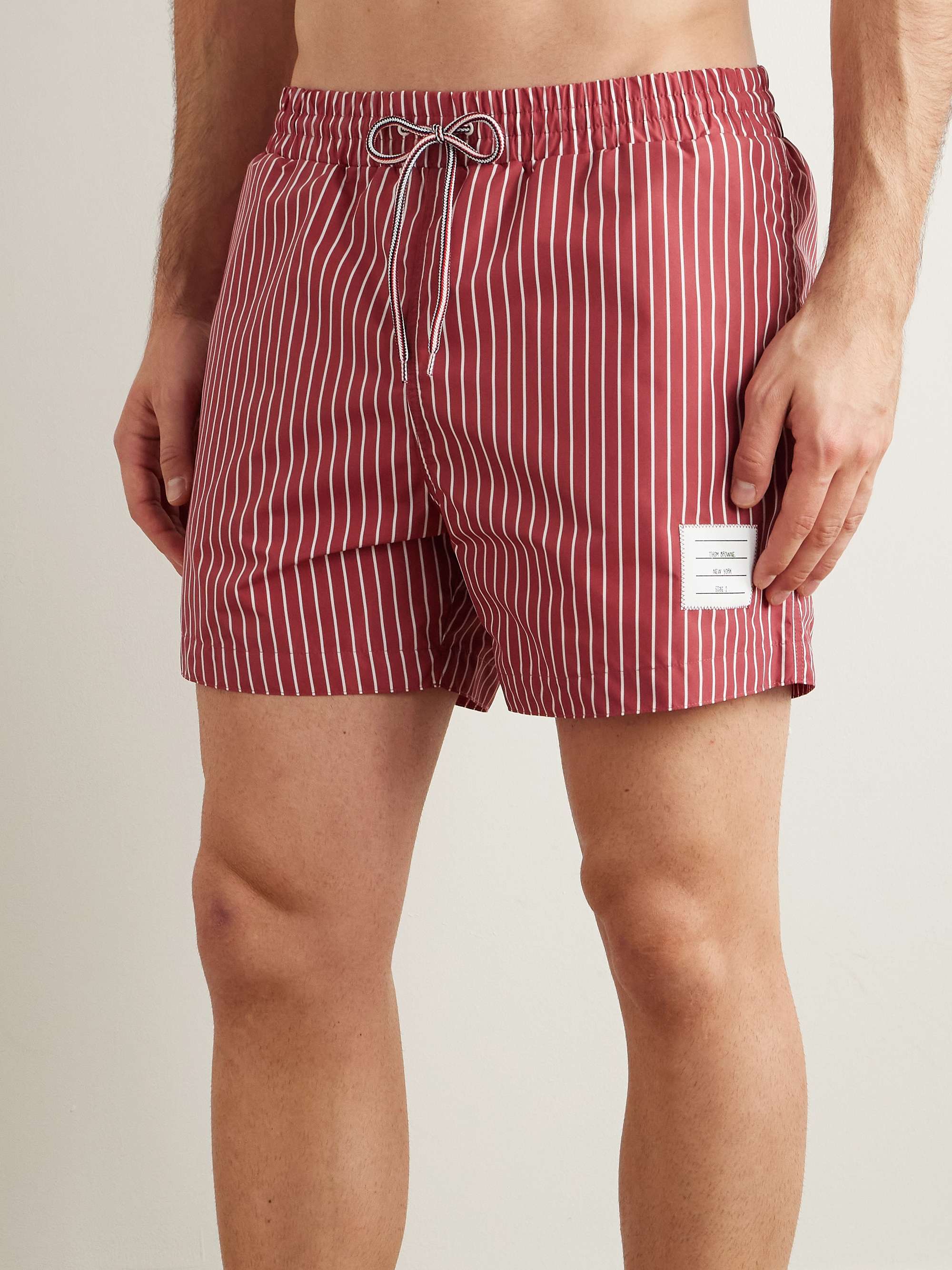 Slim-Fit Short-Length Striped Swim Shorts view