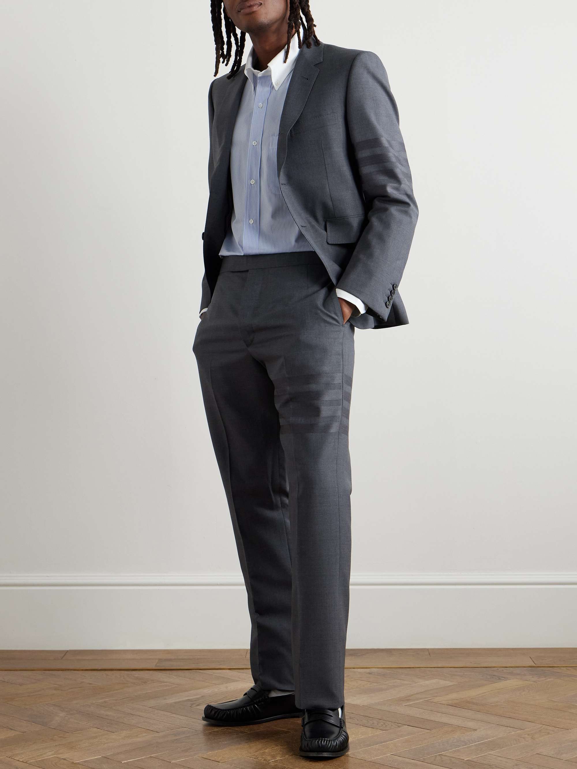 Button-Down Collar Logo-Appliquéd Striped Cotton-Poplin Shirt view