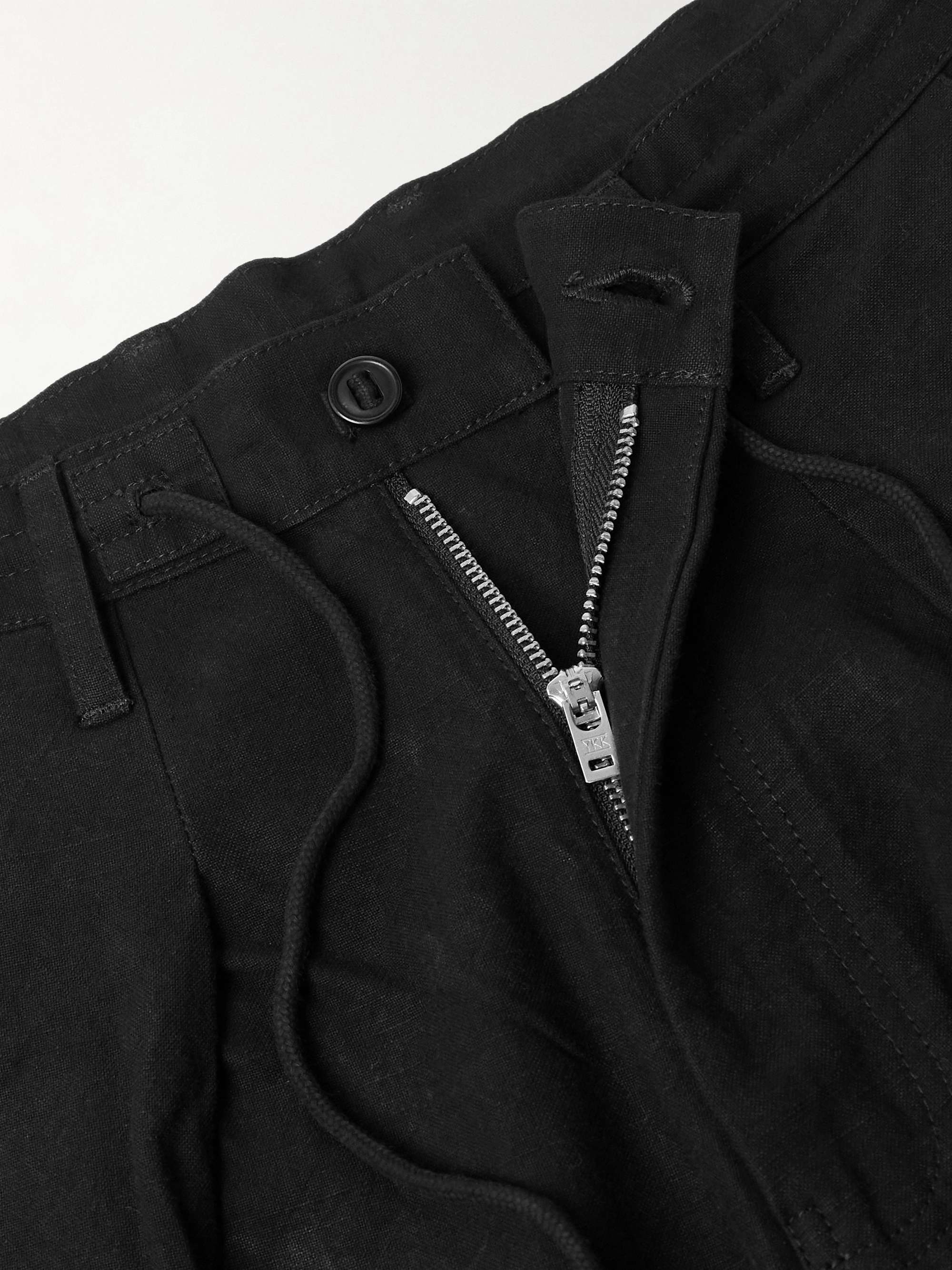 Forager Straight-Leg Pleated Organic Cotton Drawstring Cargo Trousers view
