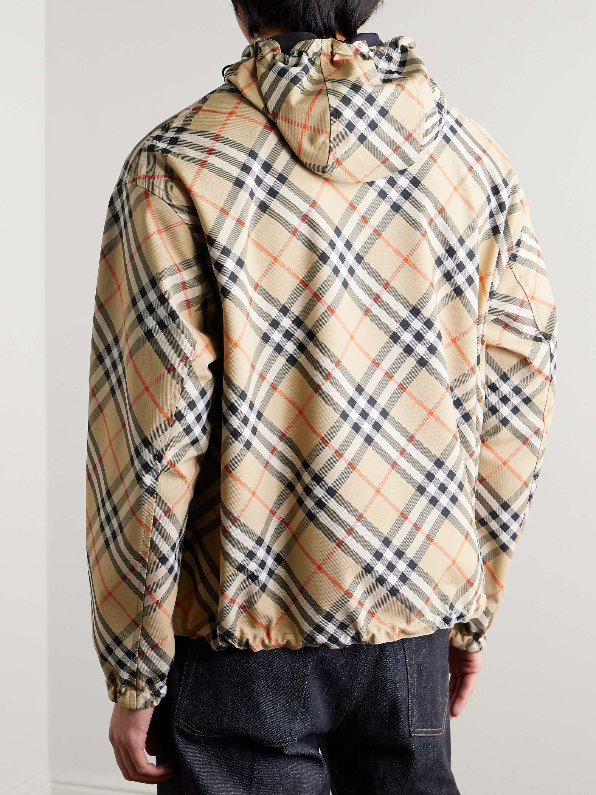 Reversible Checked Twill and Shell Hooded Jacket view