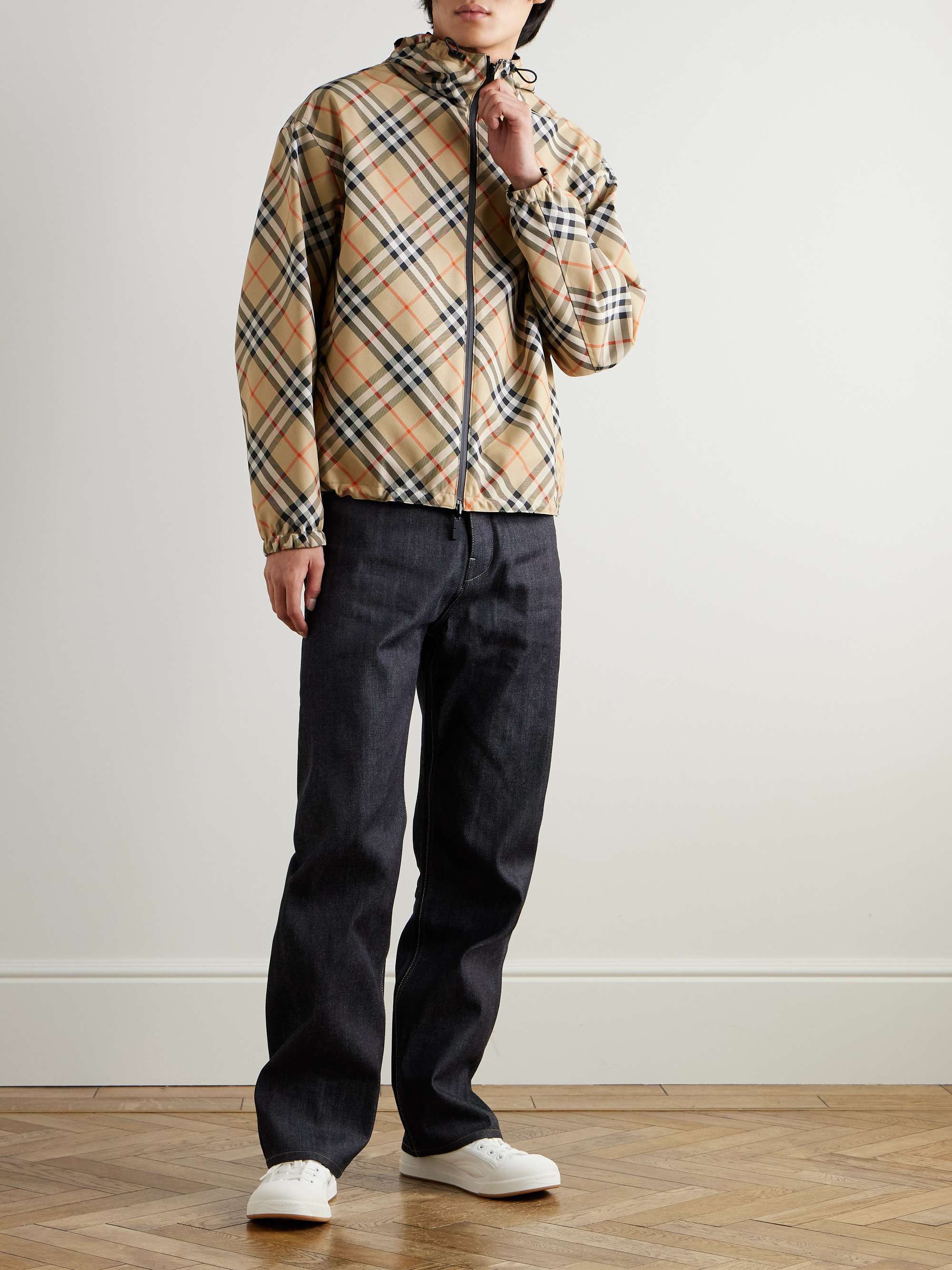 Reversible Checked Twill and Shell Hooded Jacket view