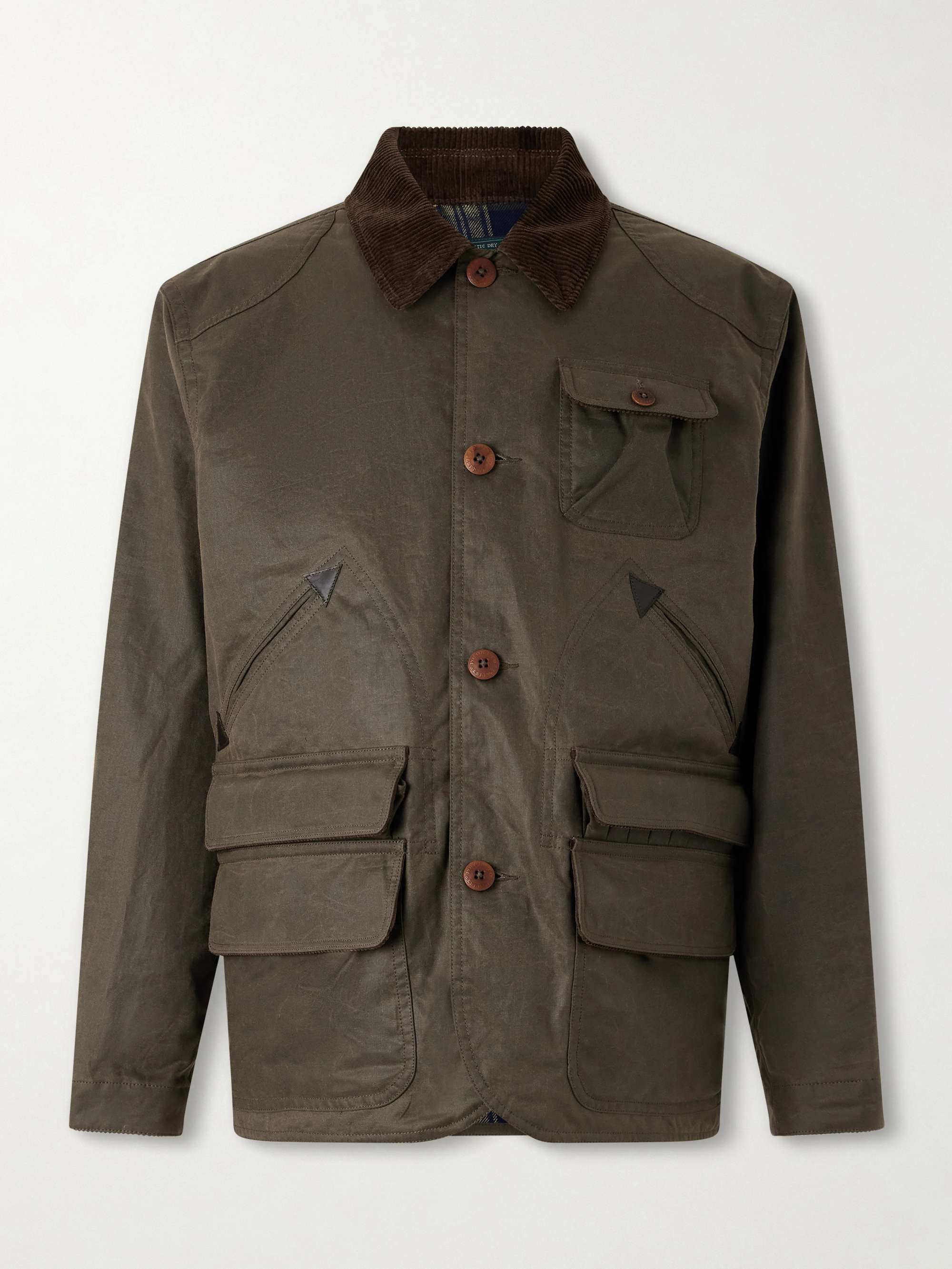 Polo Country Corduroy and Leather-Trimmed Waxed Cotton-Canvas Field Jacket view