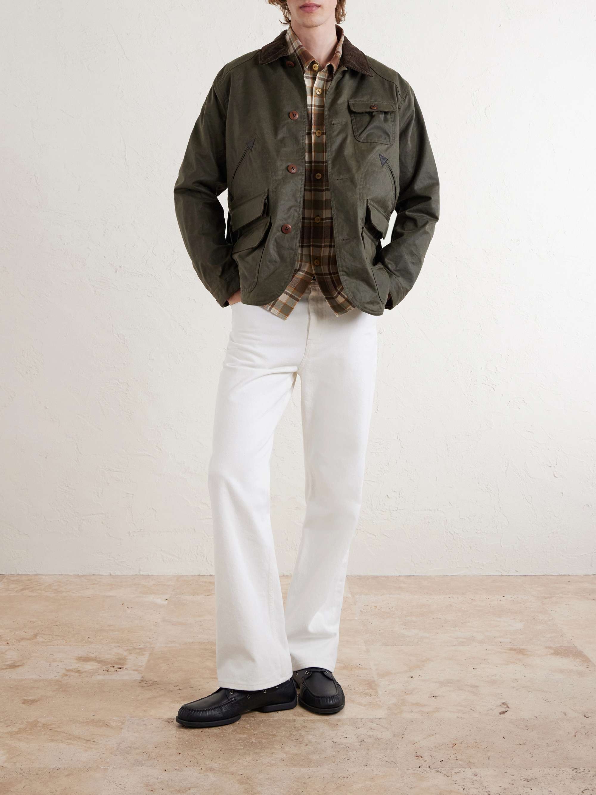 Polo Country Corduroy and Leather-Trimmed Waxed Cotton-Canvas Field Jacket view