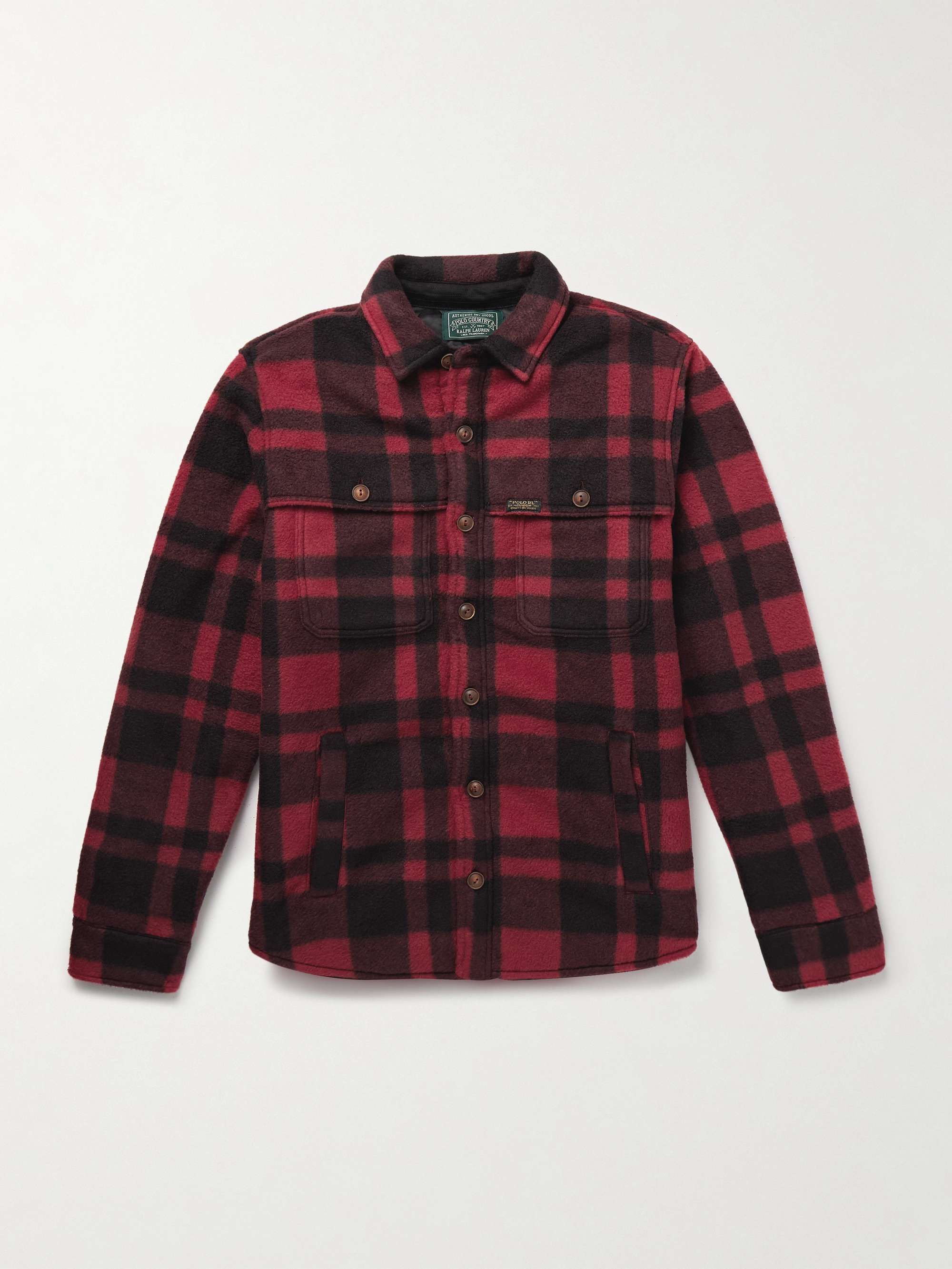 Polo Country Checked Padded Recycled-Fleece Overshirt view