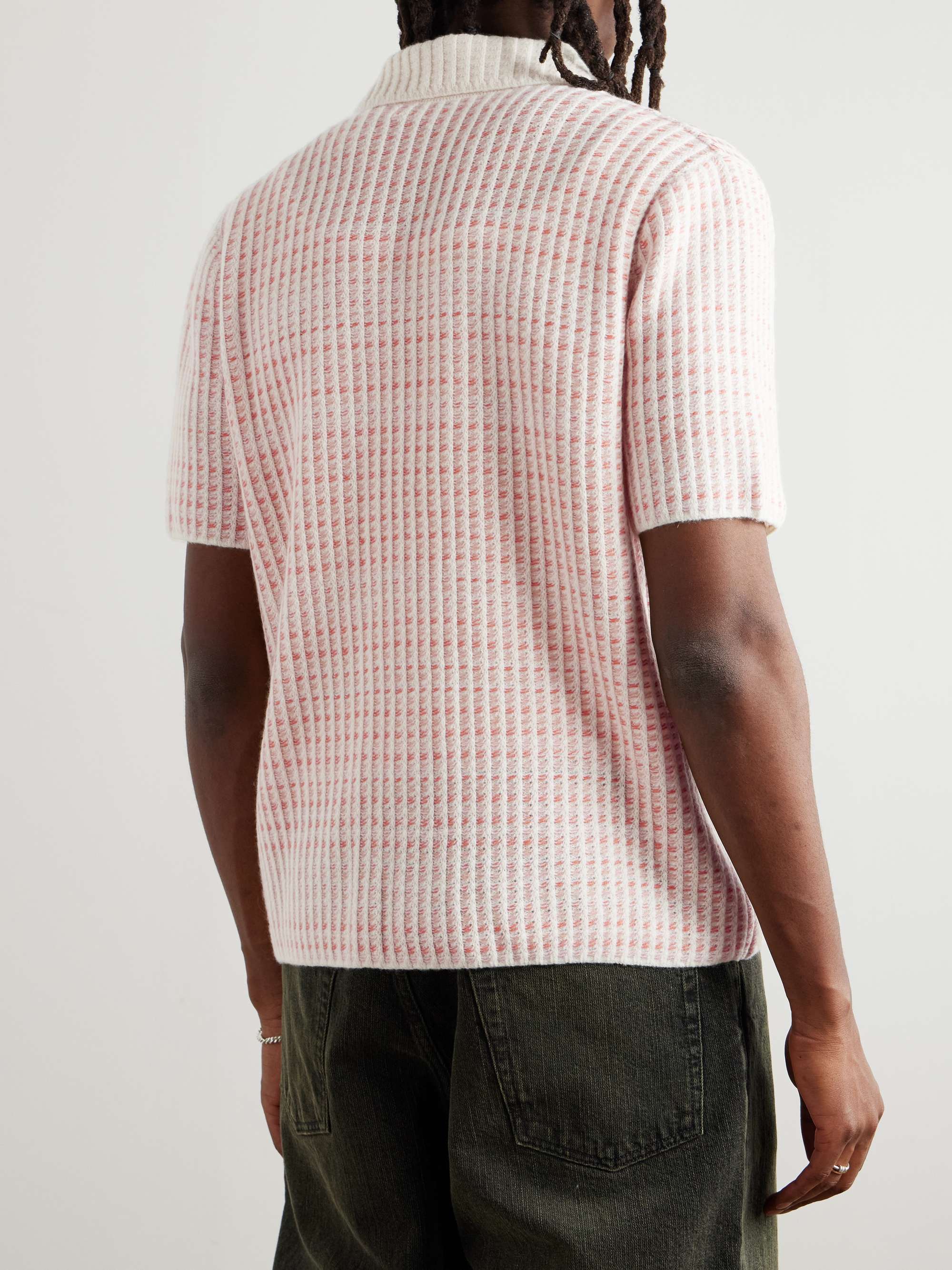 Noble Camp-Collar Waffle-Knit Cashmere-Blend Shirt view