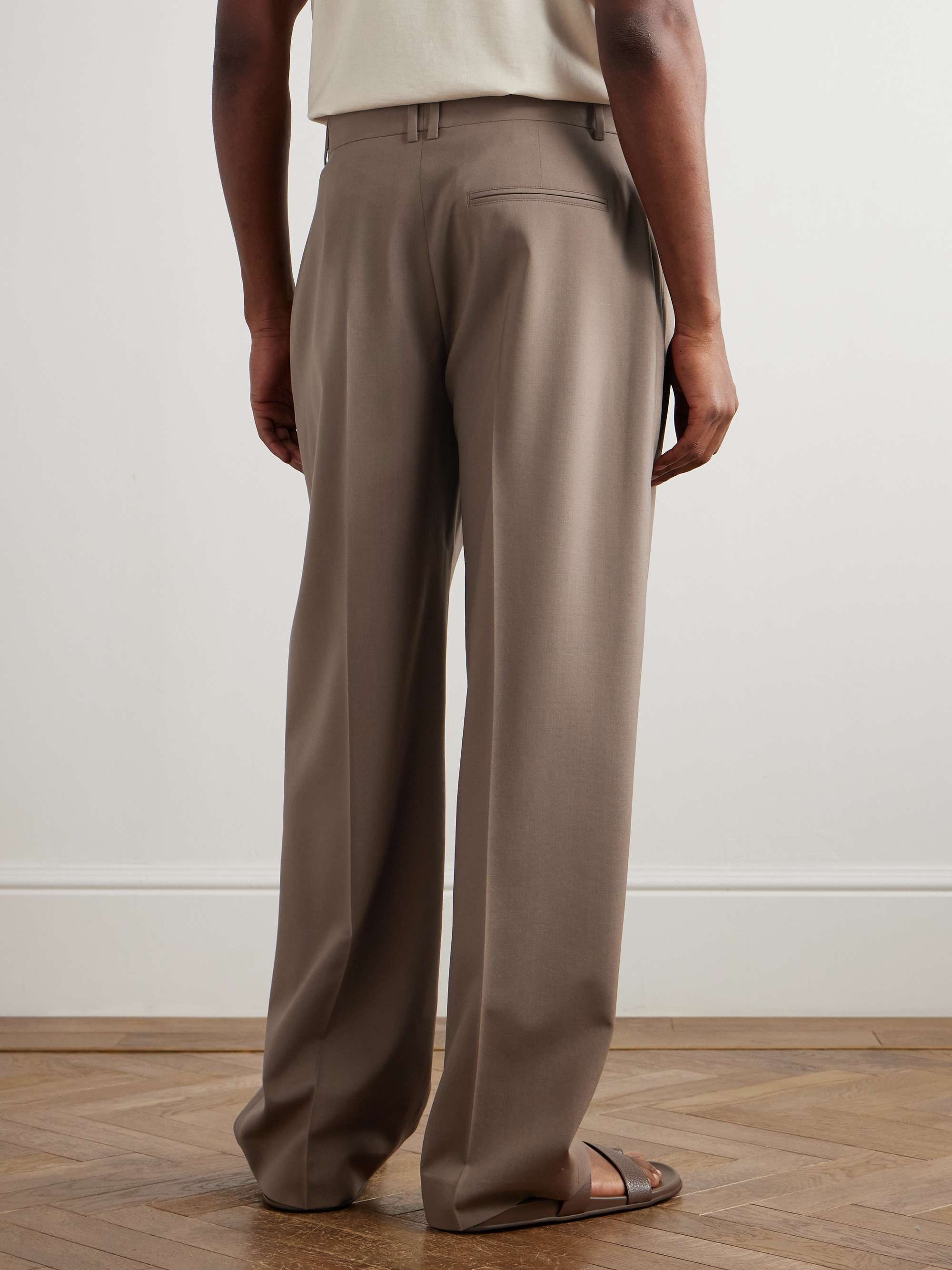 Mikeno Straight-Leg Pleated Wool Suit Trousers view
